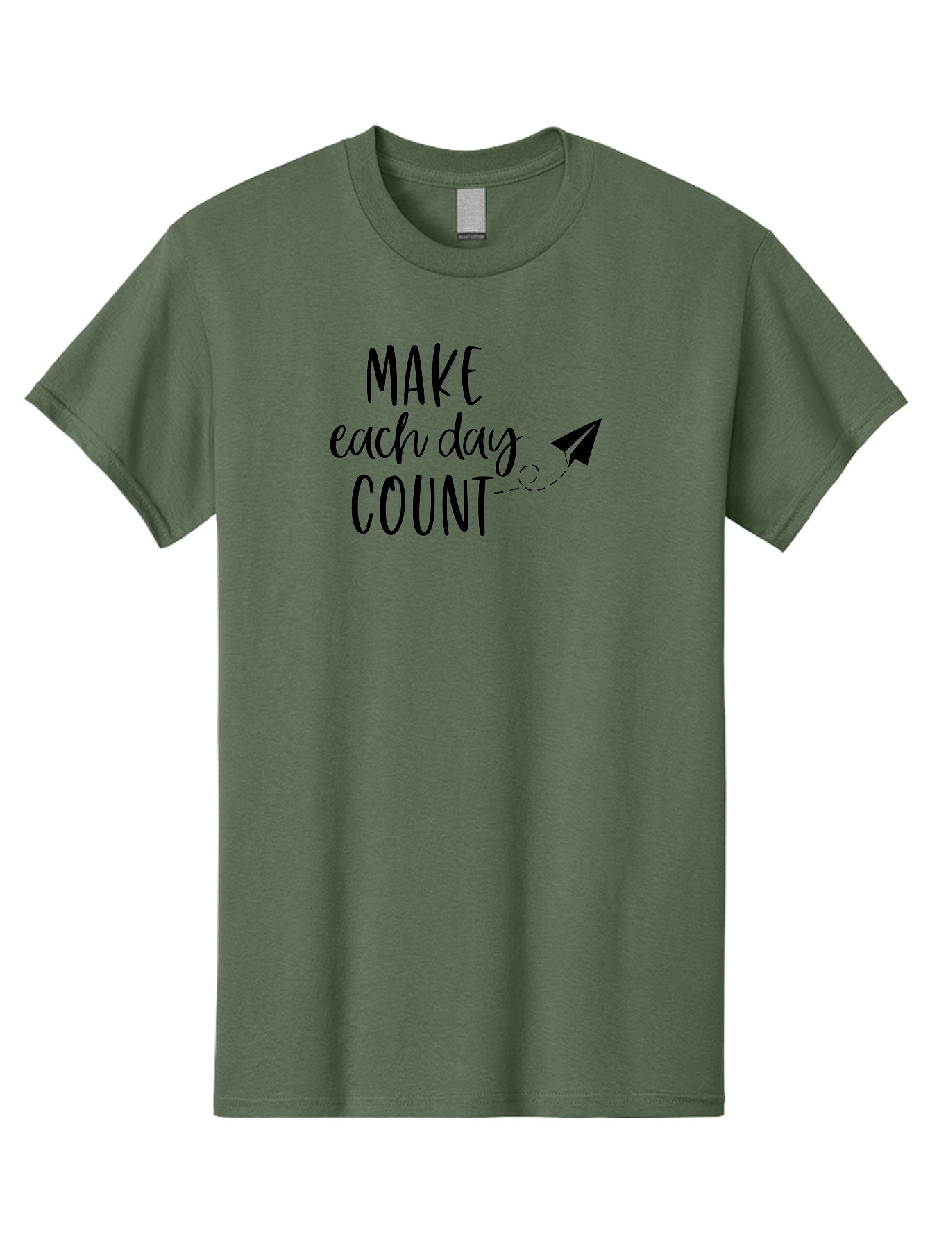 Make-Each-Day-Count Men'S Graphic Tee, 100% Cotton, Comfortable Casual Summer Wear, Machine Washable, Motivational Quote, Inspirational Message, Daily Motivation, Make Each Day Count, Positivity, Paper Airplane, Motivational Art, Goal Setting, Aac987 17