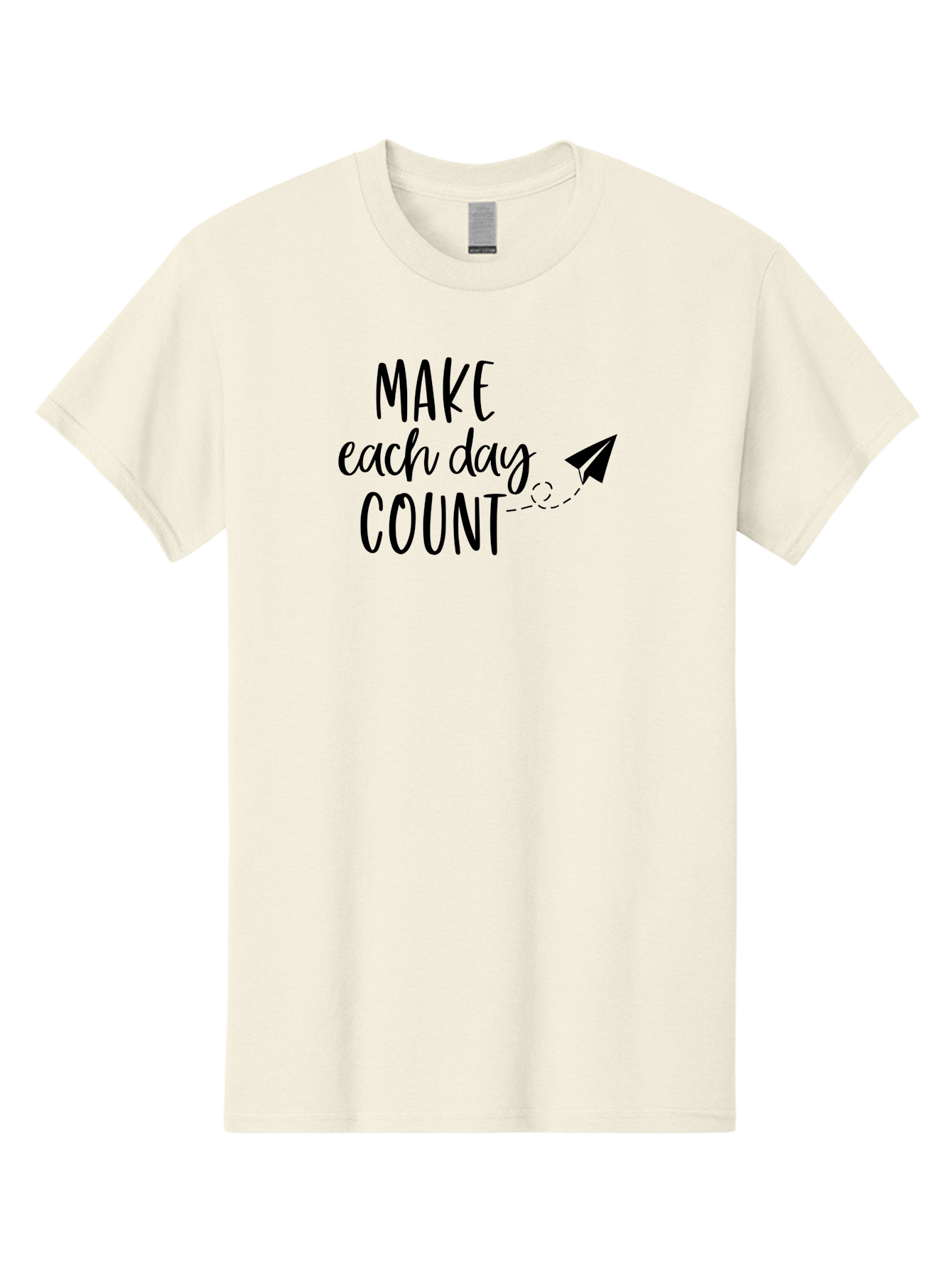 Make-Each-Day-Count Men'S Graphic Tee, 100% Cotton, Comfortable Casual Summer Wear, Machine Washable, Motivational Quote, Inspirational Message, Daily Motivation, Make Each Day Count, Positivity, Paper Airplane, Motivational Art, Goal Setting, Aac987 21
