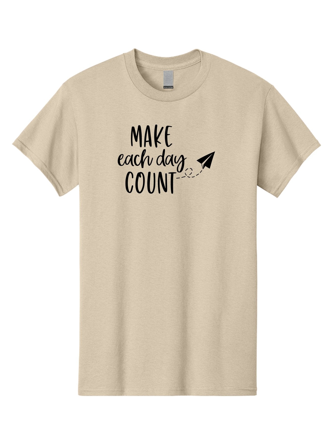 Make-Each-Day-Count Men'S Graphic Tee, 100% Cotton, Comfortable Casual Summer Wear, Machine Washable, Motivational Quote, Inspirational Message, Daily Motivation, Make Each Day Count, Positivity, Paper Airplane, Motivational Art, Goal Setting, Aac987 15