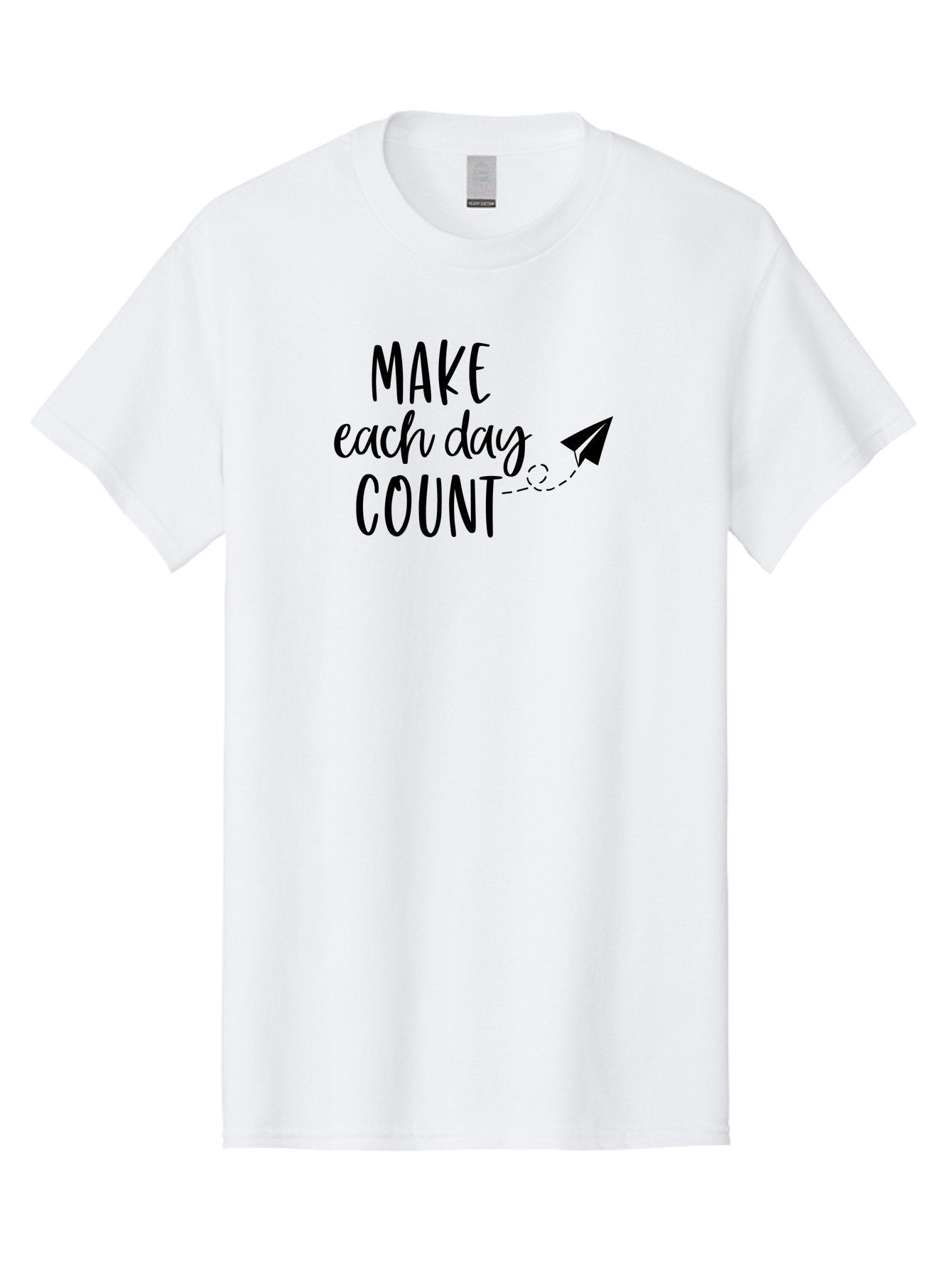 Make-Each-Day-Count Men'S Graphic Tee, 100% Cotton, Comfortable Casual Summer Wear, Machine Washable, Motivational Quote, Inspirational Message, Daily Motivation, Make Each Day Count, Positivity, Paper Airplane, Motivational Art, Goal Setting, Aac987 7