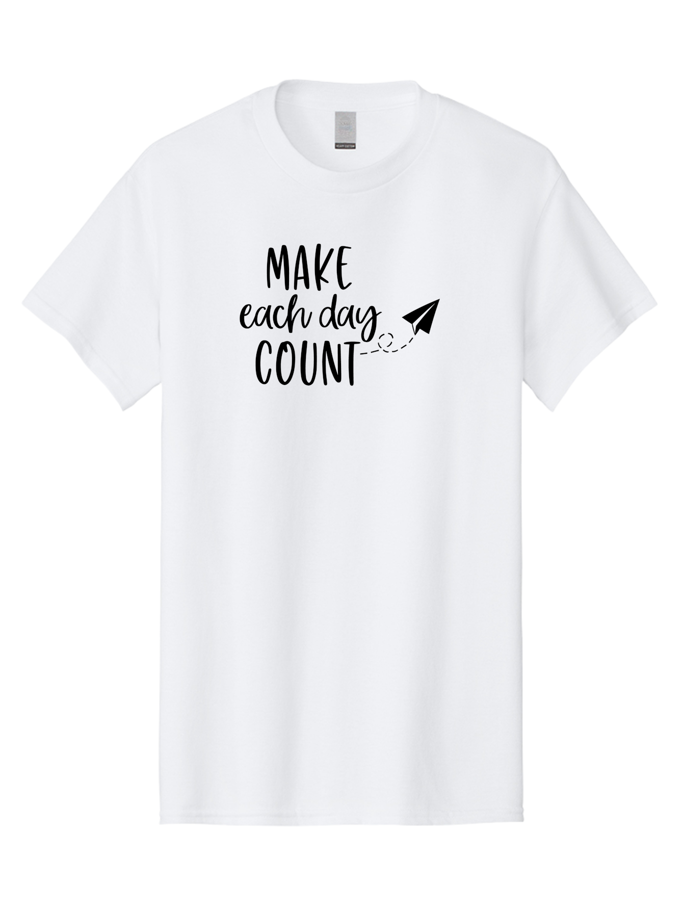 Make-Each-Day-Count Men'S Graphic Tee, 100% Cotton, Comfortable Casual Summer Wear, Machine Washable, Motivational Quote, Inspirational Message, Daily Motivation, Make Each Day Count, Positivity, Paper Airplane, Motivational Art, Goal Setting, Aac987 25