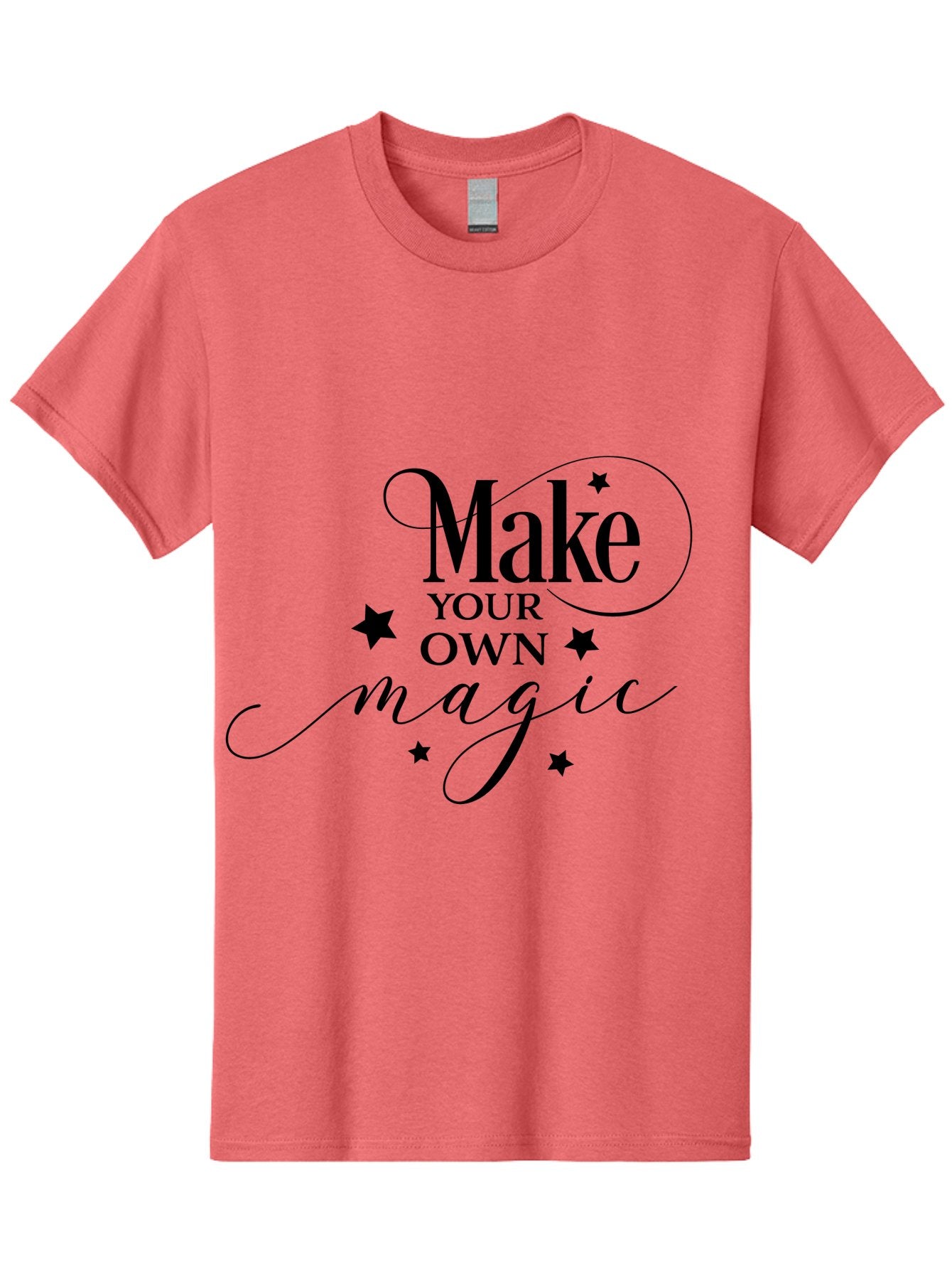 Make-Your-Own-Magic Men'S Graphic Tee, 100% Cotton, Comfortable Casual Summer Wear, Machine Washable, Inspirational Quote, Motivational Phrase, Magic Spell, Stars Decoration, Typography Art, Positive Vibes, Empowerment Message, Mystical Charm Aac988 14