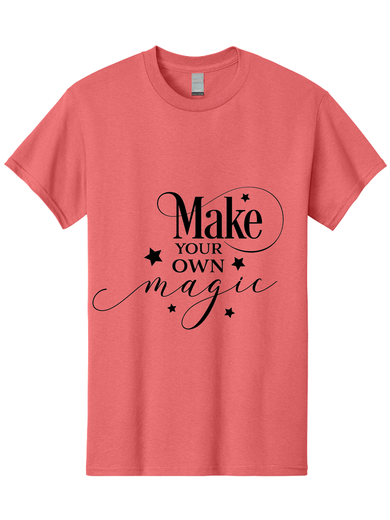 Make-Your-Own-Magic Men'S Graphic Tee, 100% Cotton, Comfortable Casual Summer Wear, Machine Washable, Inspirational Quote, Motivational Phrase, Magic Spell, Stars Decoration, Typography Art, Positive Vibes, Empowerment Message, Mystical Charm Aac988 3
