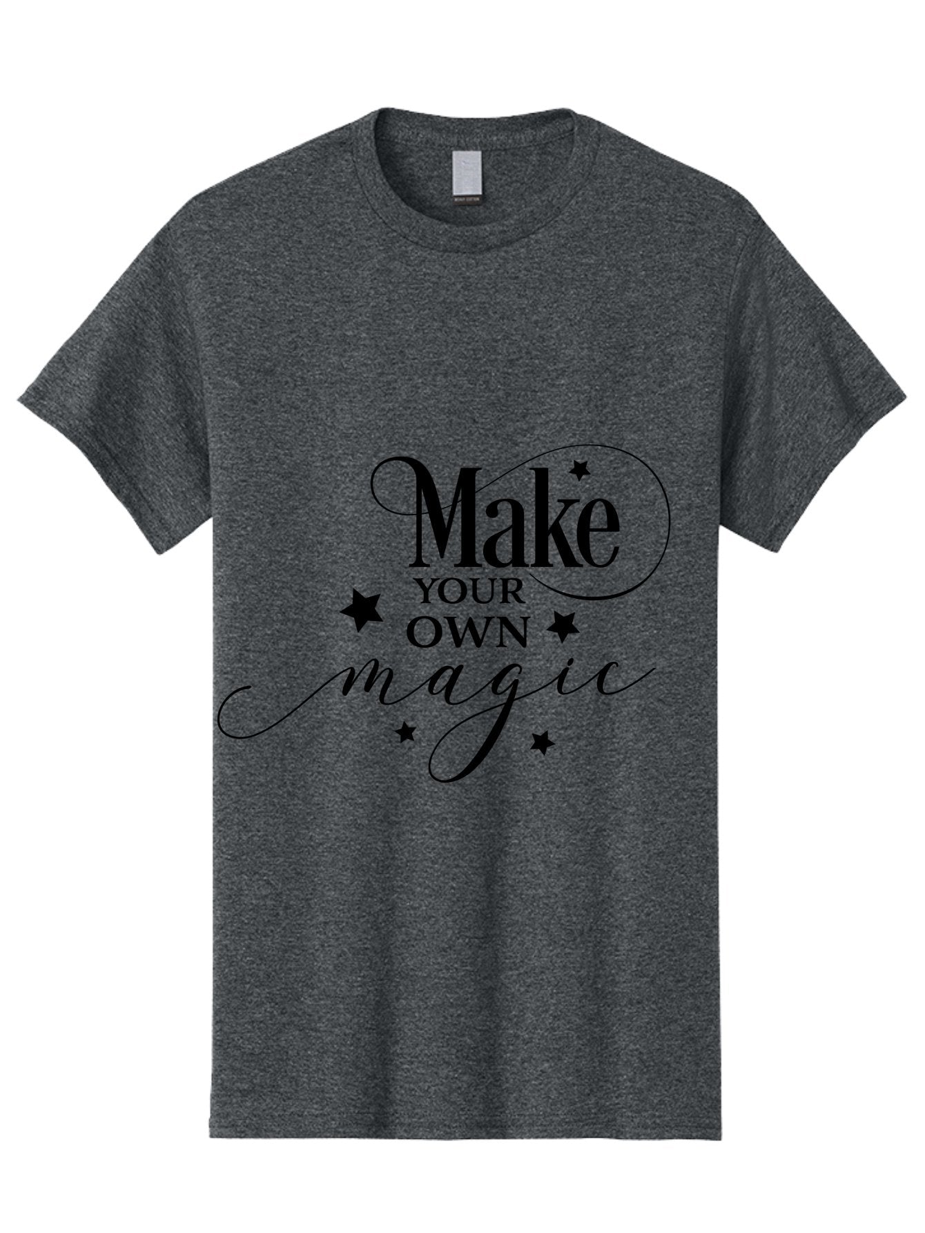 Make-Your-Own-Magic Men'S Graphic Tee, 100% Cotton, Comfortable Casual Summer Wear, Machine Washable, Inspirational Quote, Motivational Phrase, Magic Spell, Stars Decoration, Typography Art, Positive Vibes, Empowerment Message, Mystical Charm Aac988 8