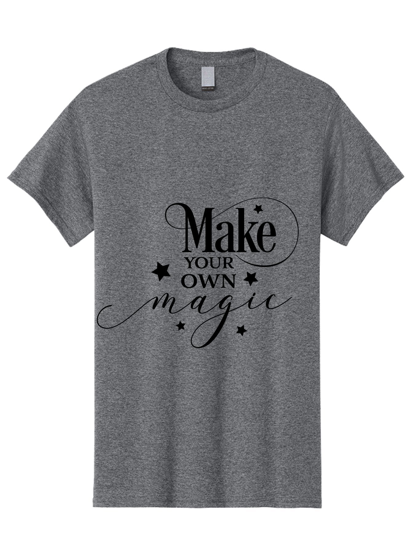Make-Your-Own-Magic Men'S Graphic Tee, 100% Cotton, Comfortable Casual Summer Wear, Machine Washable, Inspirational Quote, Motivational Phrase, Magic Spell, Stars Decoration, Typography Art, Positive Vibes, Empowerment Message, Mystical Charm Aac988 13