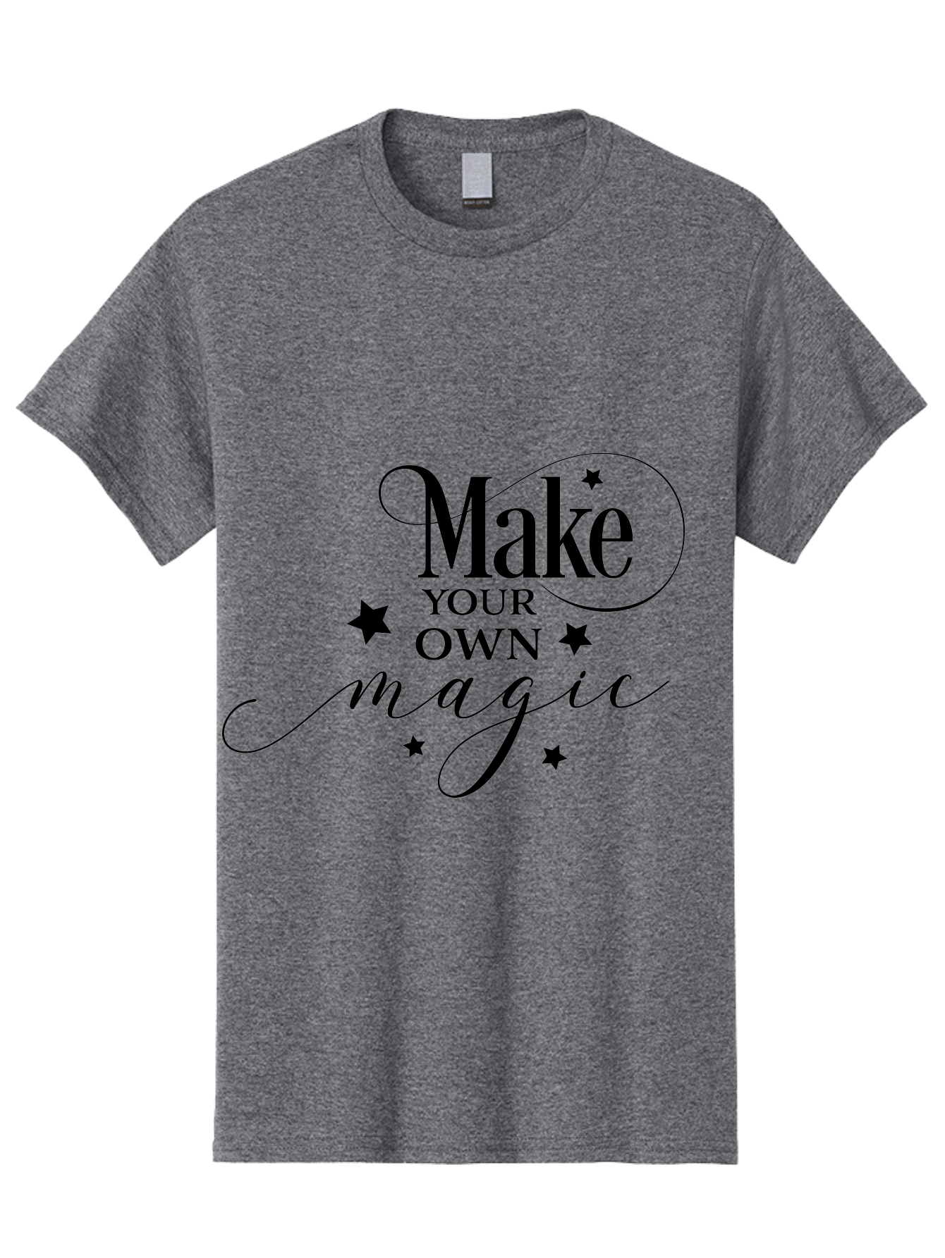 Make-Your-Own-Magic Men'S Graphic Tee, 100% Cotton, Comfortable Casual Summer Wear, Machine Washable, Inspirational Quote, Motivational Phrase, Magic Spell, Stars Decoration, Typography Art, Positive Vibes, Empowerment Message, Mystical Charm Aac988 29