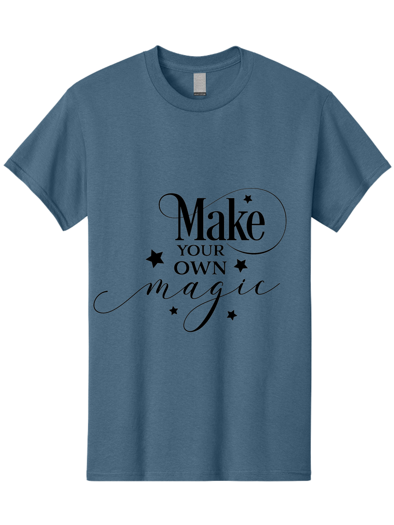 Make-Your-Own-Magic Men'S Graphic Tee, 100% Cotton, Comfortable Casual Summer Wear, Machine Washable, Inspirational Quote, Motivational Phrase, Magic Spell, Stars Decoration, Typography Art, Positive Vibes, Empowerment Message, Mystical Charm Aac988 9