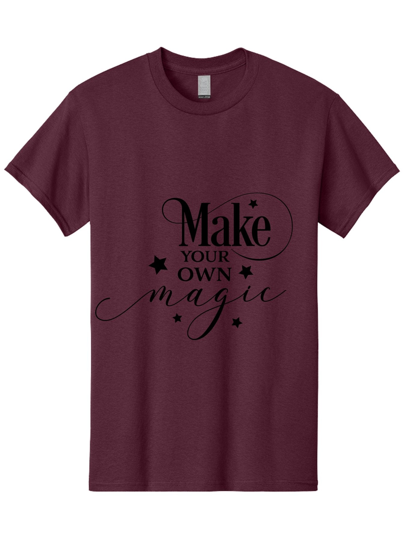 Make-Your-Own-Magic Men'S Graphic Tee, 100% Cotton, Comfortable Casual Summer Wear, Machine Washable, Inspirational Quote, Motivational Phrase, Magic Spell, Stars Decoration, Typography Art, Positive Vibes, Empowerment Message, Mystical Charm Aac988 6
