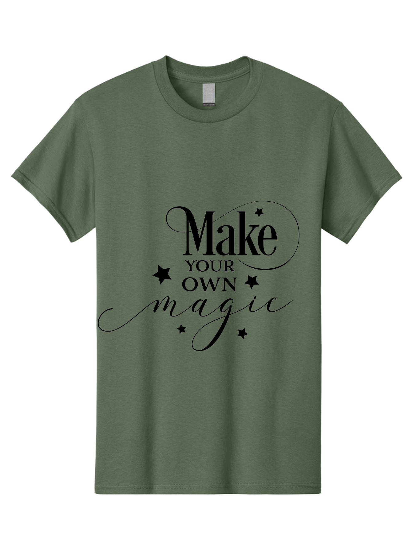 Make-Your-Own-Magic Men'S Graphic Tee, 100% Cotton, Comfortable Casual Summer Wear, Machine Washable, Inspirational Quote, Motivational Phrase, Magic Spell, Stars Decoration, Typography Art, Positive Vibes, Empowerment Message, Mystical Charm Aac988 27