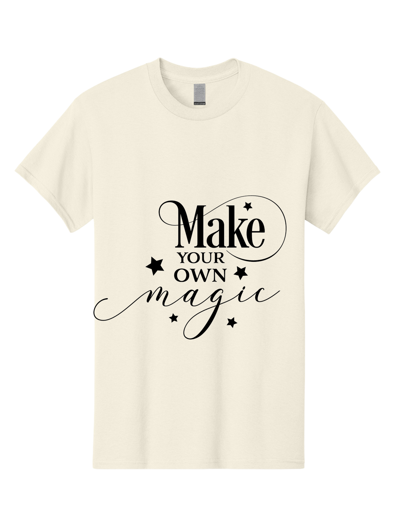 Make-Your-Own-Magic Men'S Graphic Tee, 100% Cotton, Comfortable Casual Summer Wear, Machine Washable, Inspirational Quote, Motivational Phrase, Magic Spell, Stars Decoration, Typography Art, Positive Vibes, Empowerment Message, Mystical Charm Aac988 23
