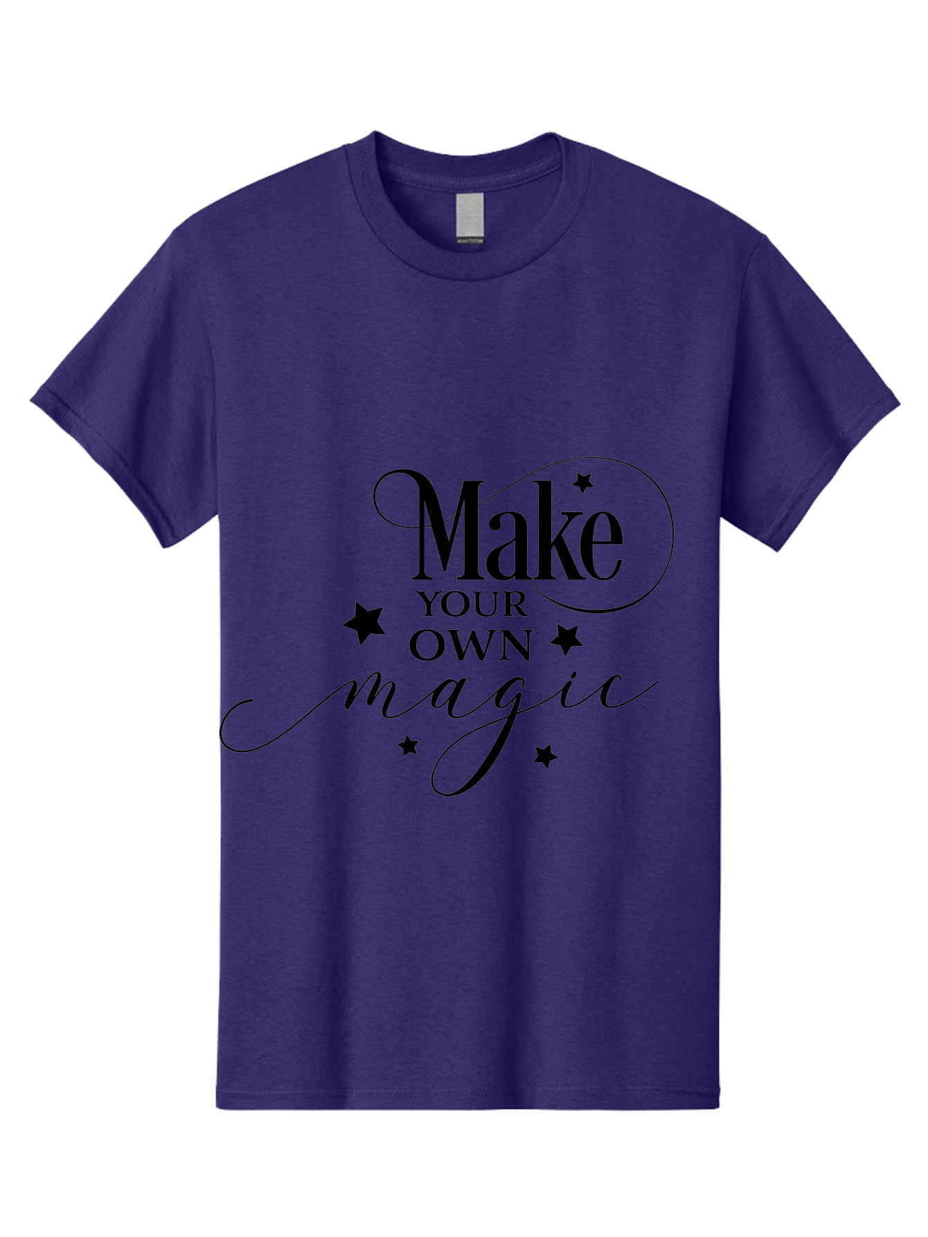 Make-Your-Own-Magic Men'S Graphic Tee, 100% Cotton, Comfortable Casual Summer Wear, Machine Washable, Inspirational Quote, Motivational Phrase, Magic Spell, Stars Decoration, Typography Art, Positive Vibes, Empowerment Message, Mystical Charm Aac988 15