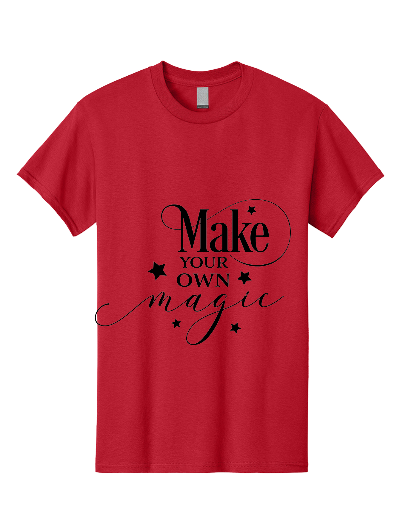 Make-Your-Own-Magic Men'S Graphic Tee, 100% Cotton, Comfortable Casual Summer Wear, Machine Washable, Inspirational Quote, Motivational Phrase, Magic Spell, Stars Decoration, Typography Art, Positive Vibes, Empowerment Message, Mystical Charm Aac988 19
