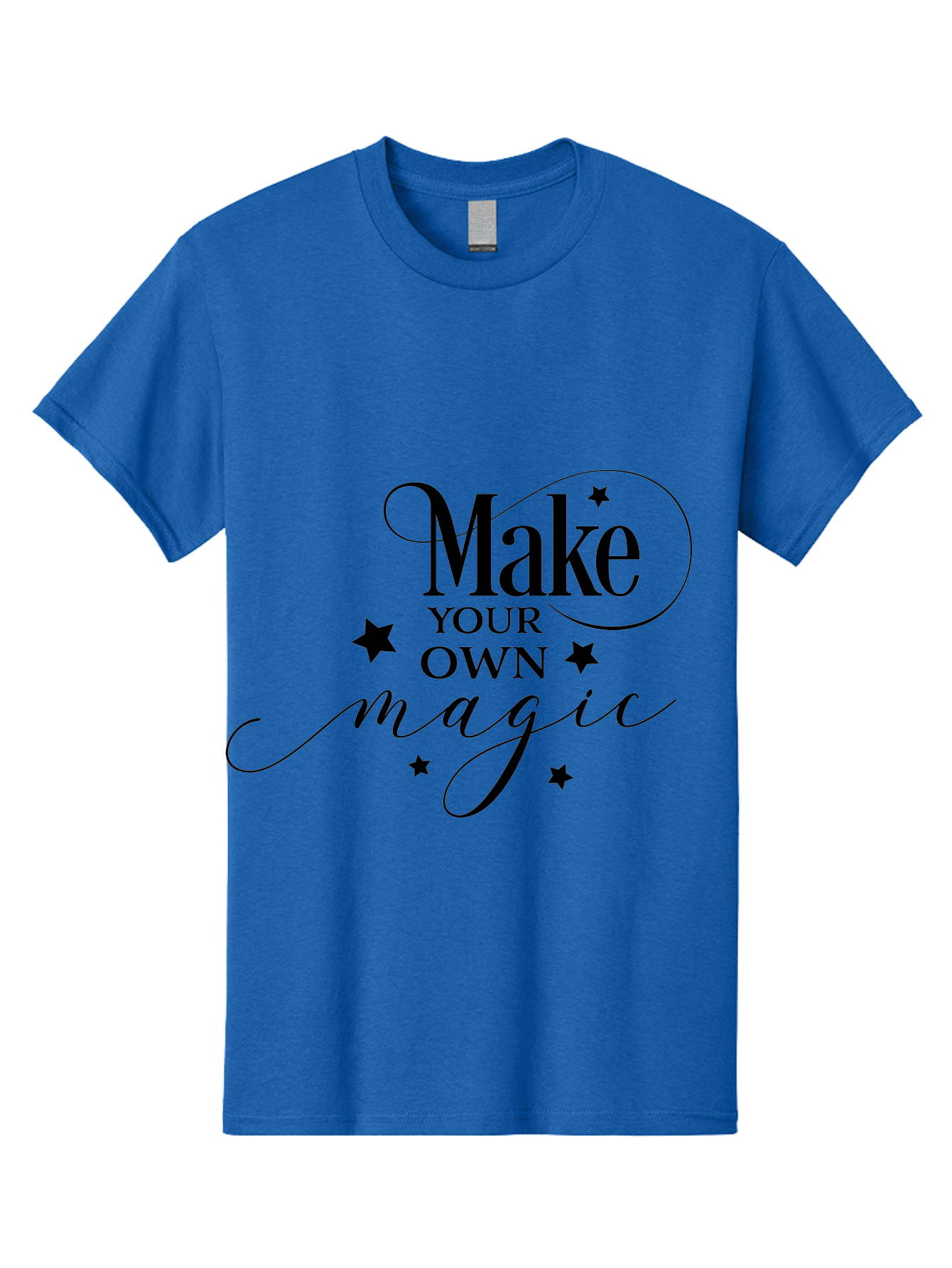 Make-Your-Own-Magic Men'S Graphic Tee, 100% Cotton, Comfortable Casual Summer Wear, Machine Washable, Inspirational Quote, Motivational Phrase, Magic Spell, Stars Decoration, Typography Art, Positive Vibes, Empowerment Message, Mystical Charm Aac988 21