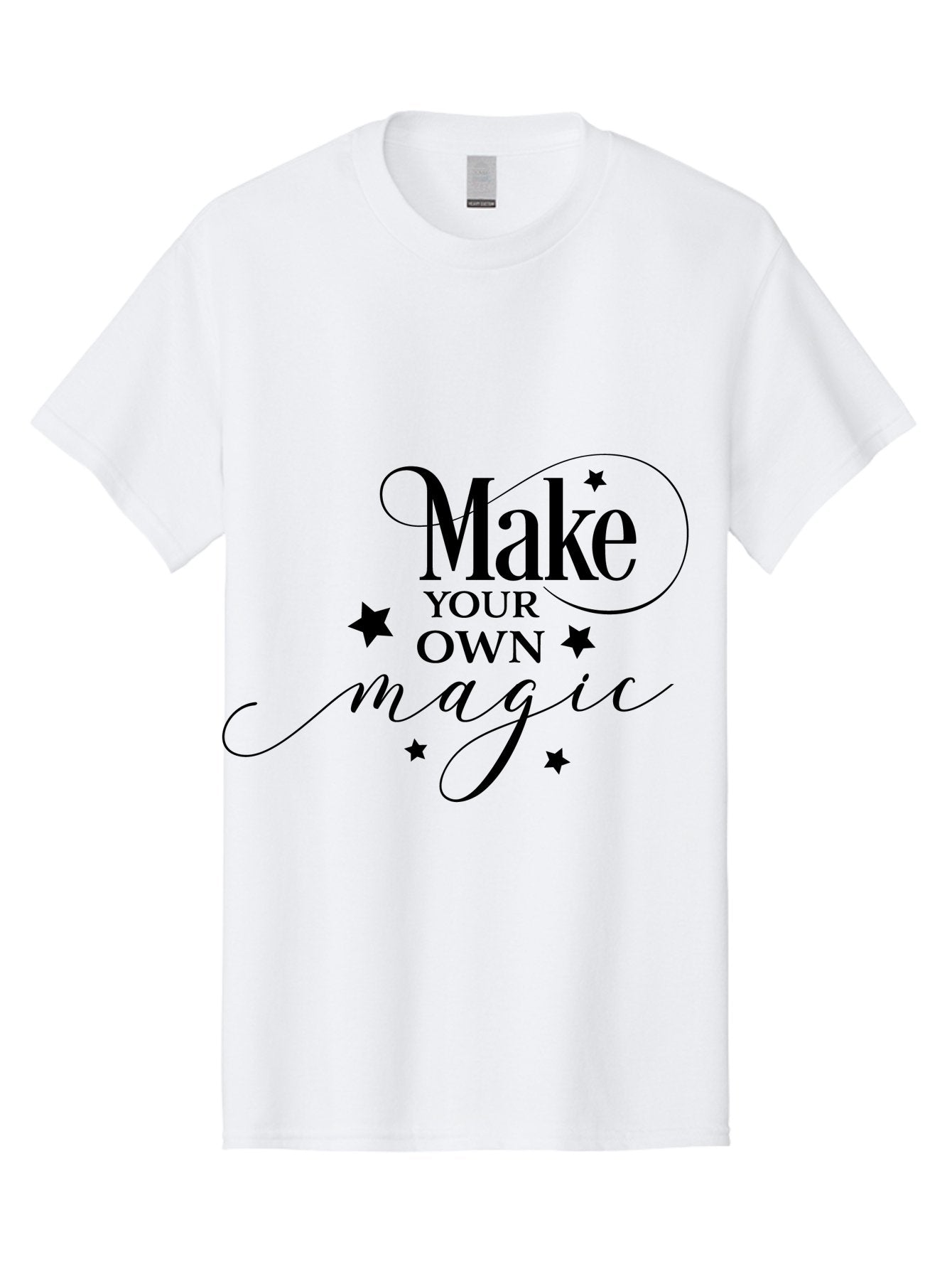 Make-Your-Own-Magic Men'S Graphic Tee, 100% Cotton, Comfortable Casual Summer Wear, Machine Washable, Inspirational Quote, Motivational Phrase, Magic Spell, Stars Decoration, Typography Art, Positive Vibes, Empowerment Message, Mystical Charm Aac988 3