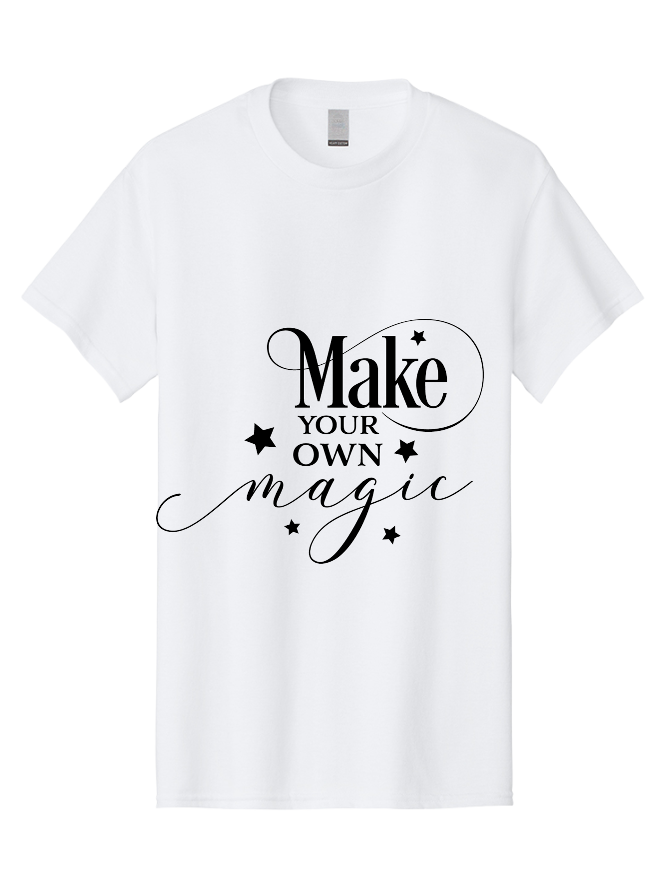 Make-Your-Own-Magic Men'S Graphic Tee, 100% Cotton, Comfortable Casual Summer Wear, Machine Washable, Inspirational Quote, Motivational Phrase, Magic Spell, Stars Decoration, Typography Art, Positive Vibes, Empowerment Message, Mystical Charm Aac988 17