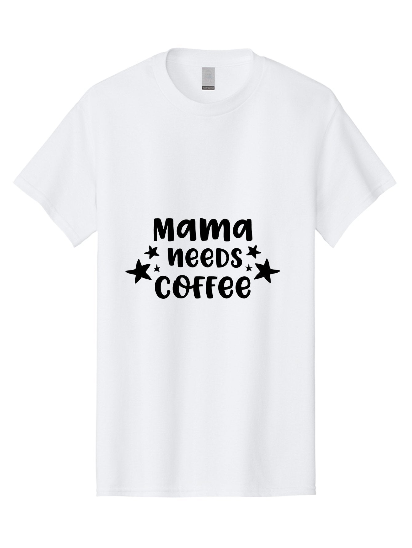 Mama-Needs-Coffee Men'S Graphic Tee, 100% Cotton, Comfortable Casual Summer Wear, Machine Washable, Funny Mom Quotes, Coffee Quote, Mama Needs Coffee, Mom Humor, Coffee Humor, Star Design, Black Text, Mothers Day Gift Aac991