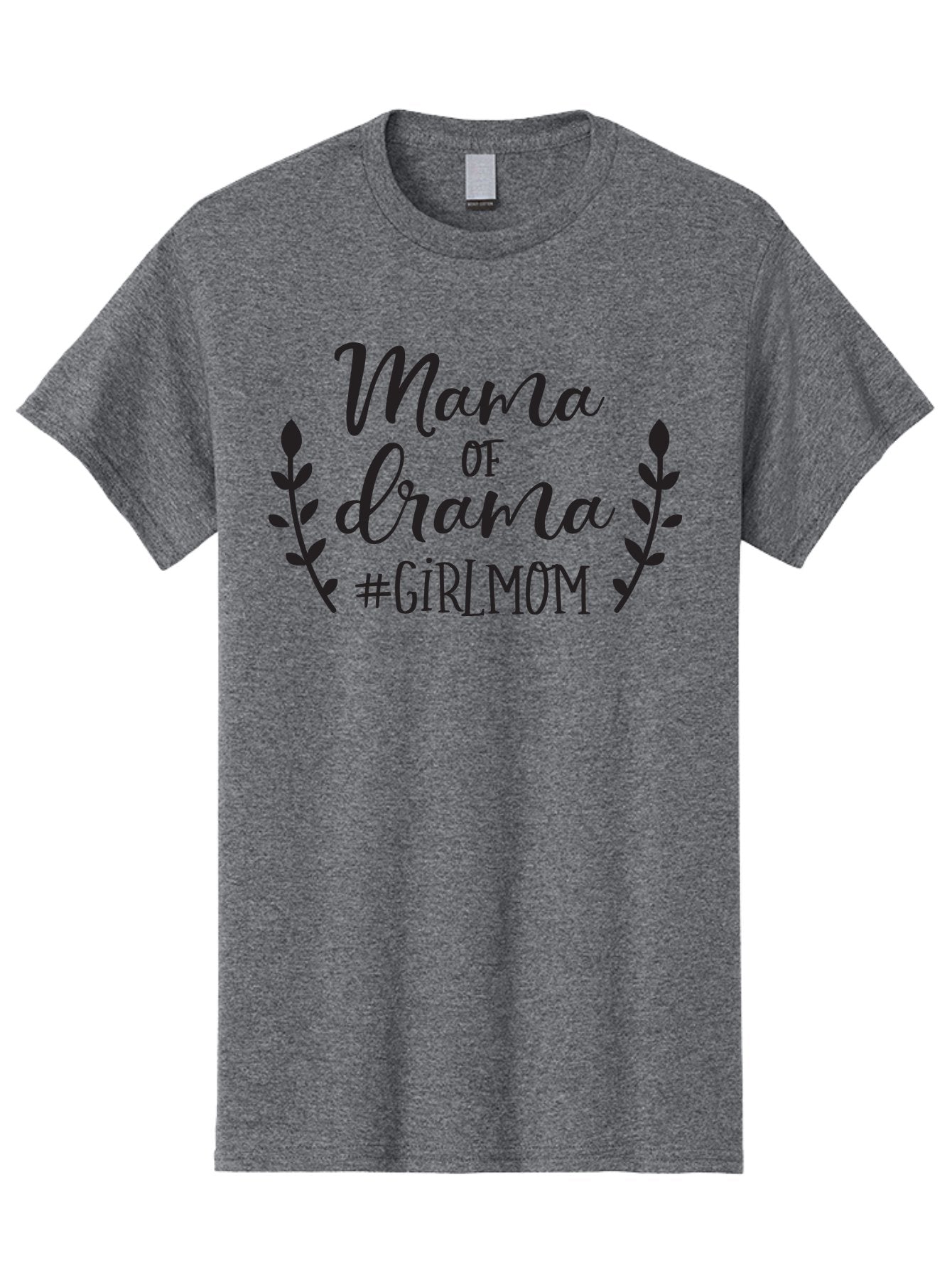 Mama-Of-Drama-Girlmom Men'S Graphic Tee, 100% Cotton, Comfortable Casual Summer Wear, Machine Washable, Mama Of Drama, Girl Mom Quote, Funny Motherhood, Parenting Humor, Girlmom Hashtag, Elegant Script Font, Floral Wreath Design, Sassy Mama, Aac992 12