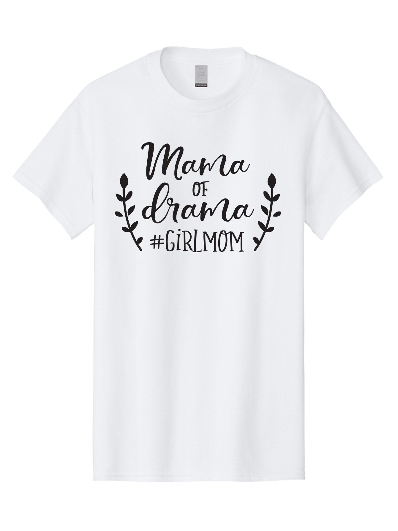 Mama-Of-Drama-Girlmom Men'S Graphic Tee, 100% Cotton, Comfortable Casual Summer Wear, Machine Washable, Mama Of Drama, Girl Mom Quote, Funny Motherhood, Parenting Humor, Girlmom Hashtag, Elegant Script Font, Floral Wreath Design, Sassy Mama, Aac992