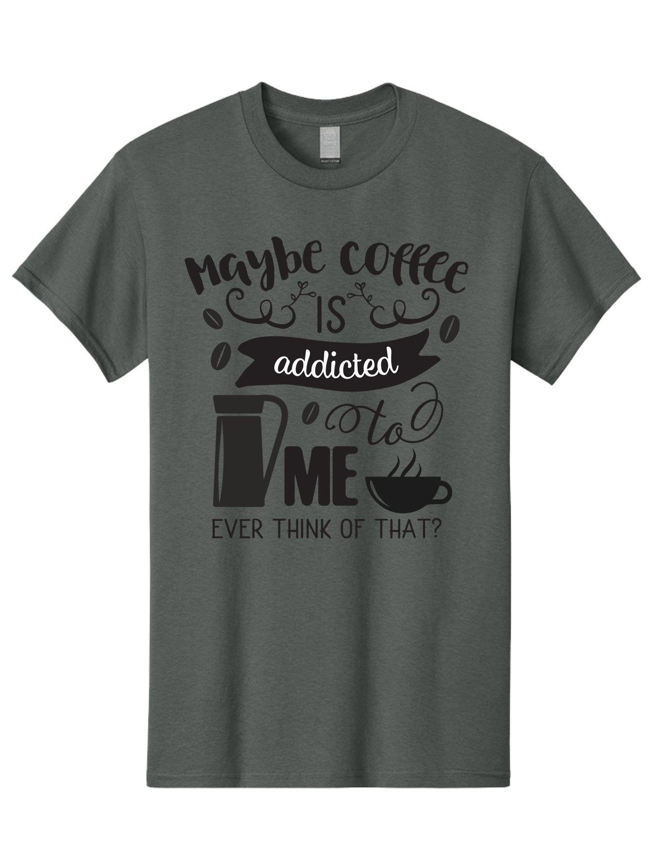 Maybe-Coffee-Is-Addicted-To-Me Men'S Graphic Tee, 100% Cotton, Comfortable Casual Summer Wear, Machine Washable, Coffee Lover Quote, Coffee Humor, Morning Motivation, Caffeine Addiction, Funny Coffee Sayings, Coffee Culture Aac996 3