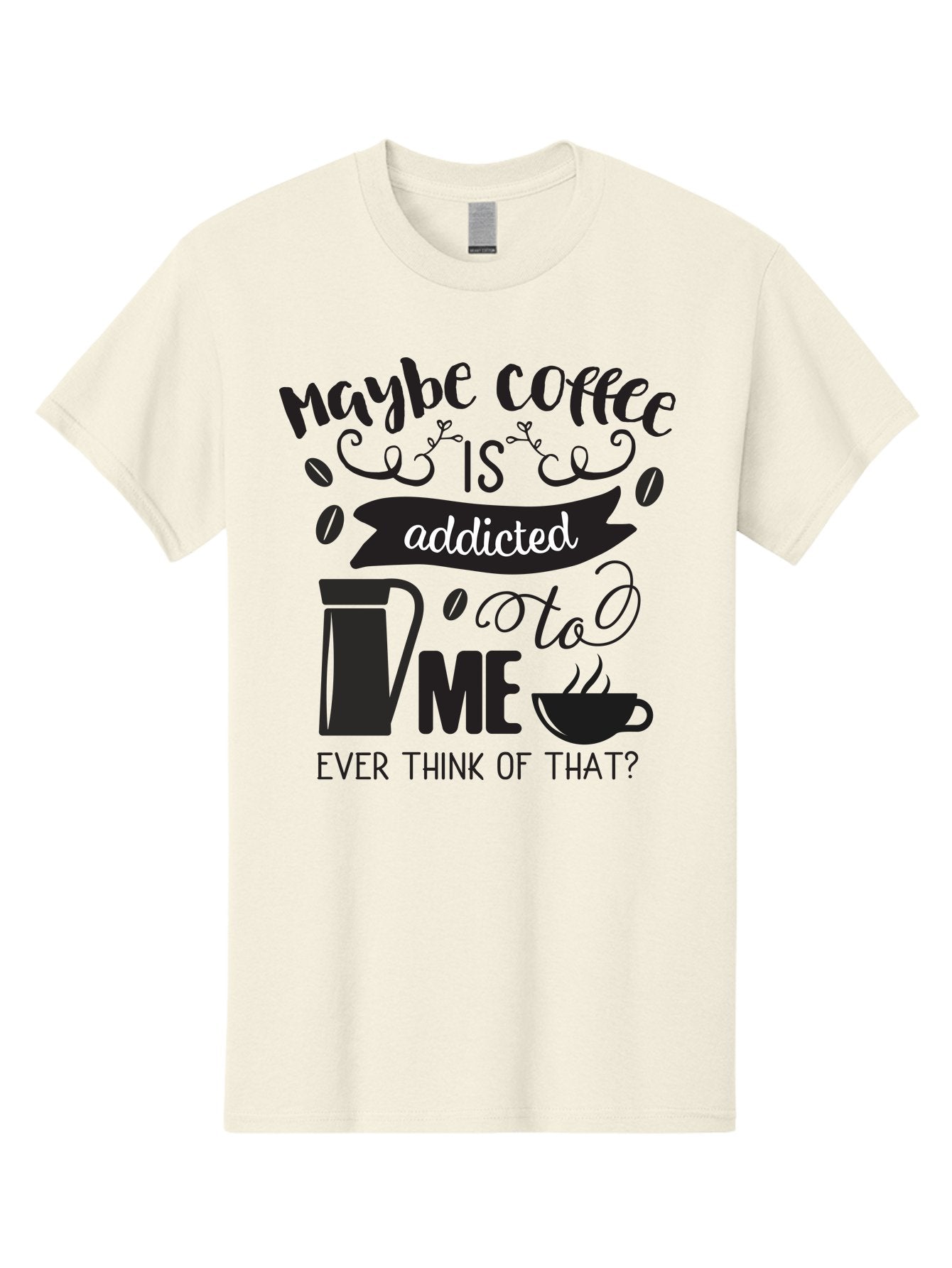 Maybe-Coffee-Is-Addicted-To-Me Men'S Graphic Tee, 100% Cotton, Comfortable Casual Summer Wear, Machine Washable, Coffee Lover Quote, Coffee Humor, Morning Motivation, Caffeine Addiction, Funny Coffee Sayings, Coffee Culture Aac996 15