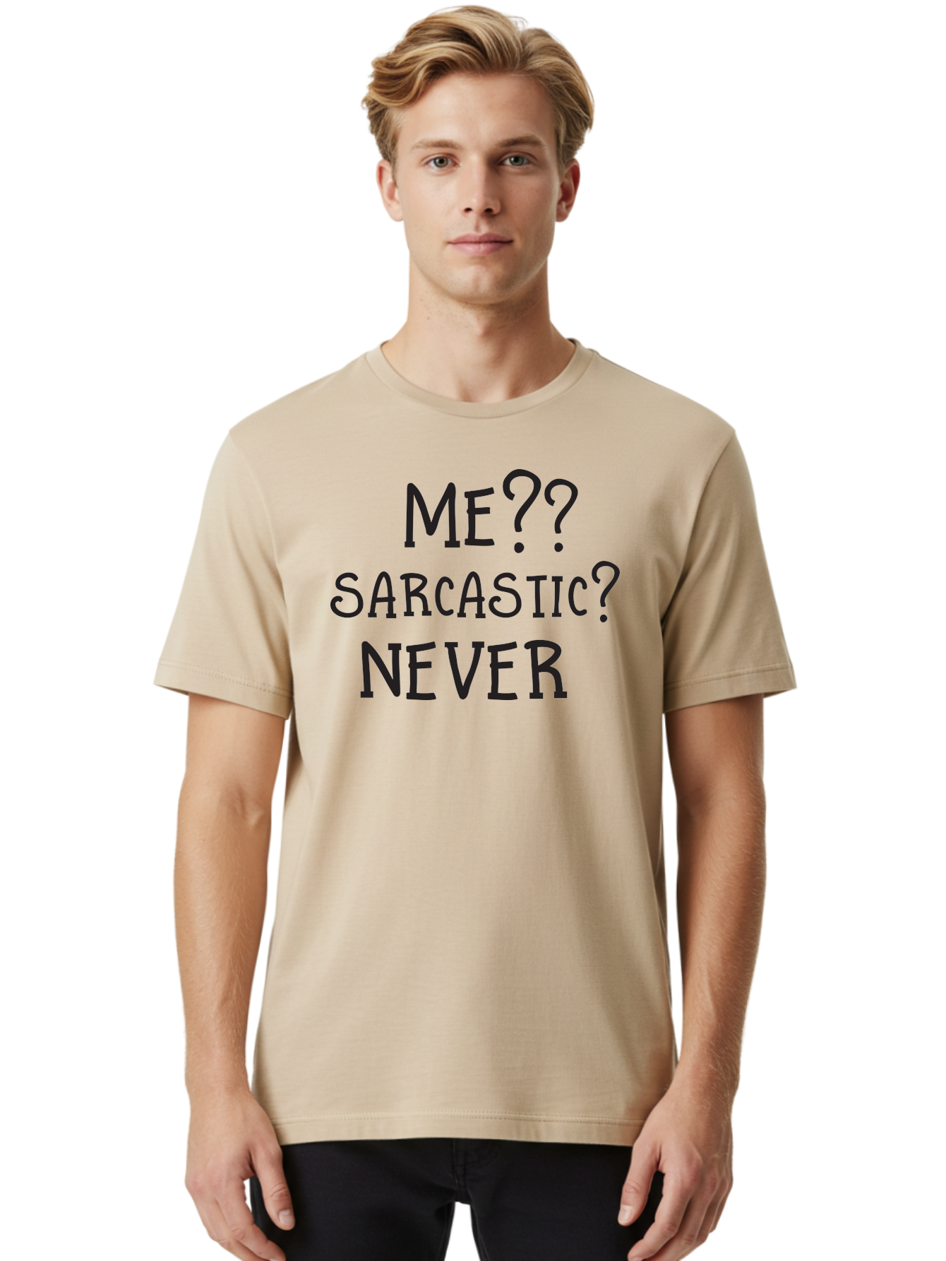Me-Sarcastic-Never Men'S Graphic Tee, 100% Cotton, Comfortable Casual Summer Wear, Machine Washable, Sarcastic Humor, Funny Quotes, Witty Sayings, Sarcasm, Humor, Irony, Playful Jokes, Meme, Humoristic Expression Aac999 30