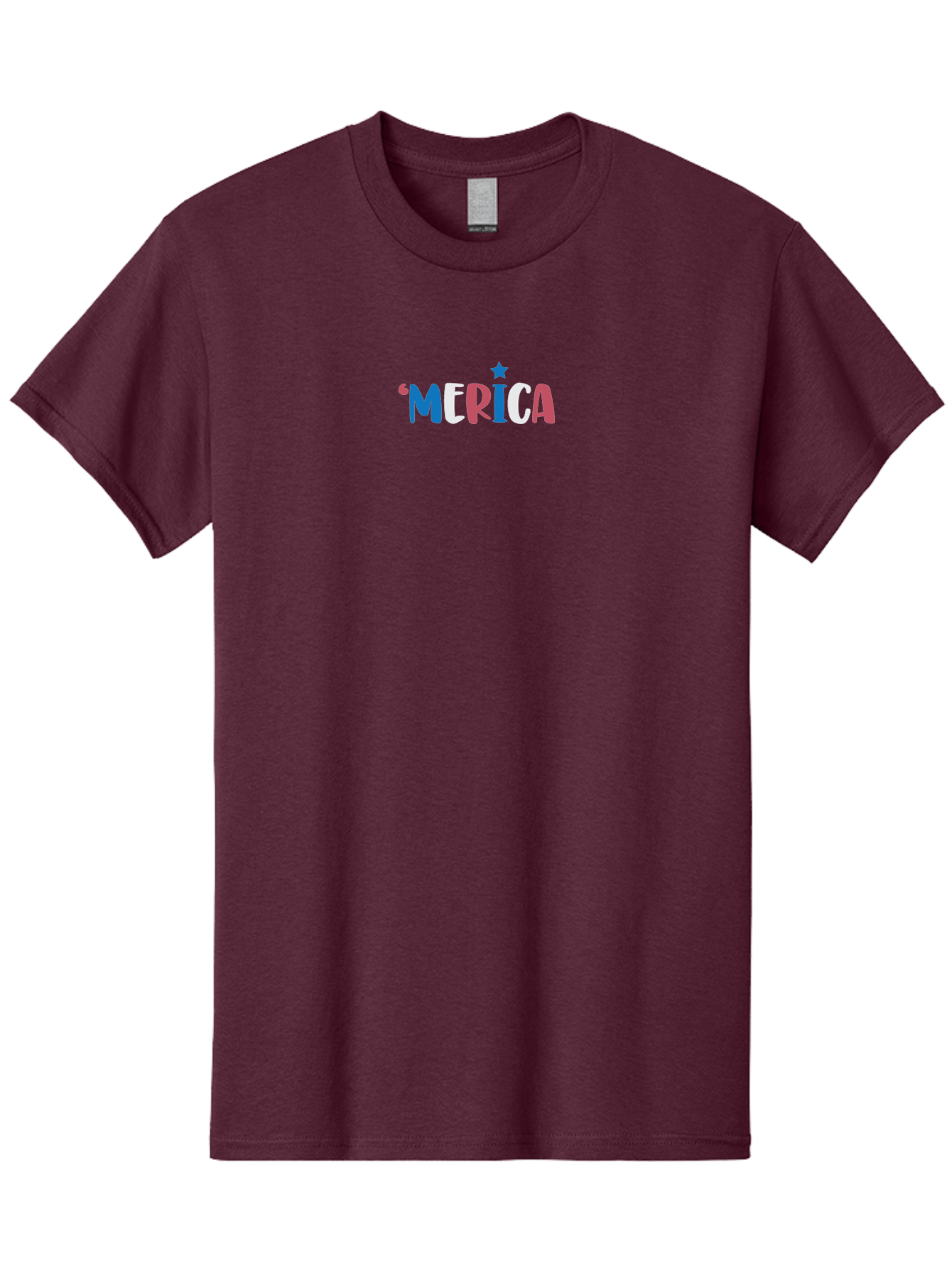 Merica Men'S Graphic Tee, 100% Cotton, Comfortable Casual Summer Wear, Machine Washable, Patriotic Design, 'Merica Text, Red White And Blue, American Flag Colors, Star Symbol, Bold Typography, Festive Atmosphere, Independence Day, Aad001 5