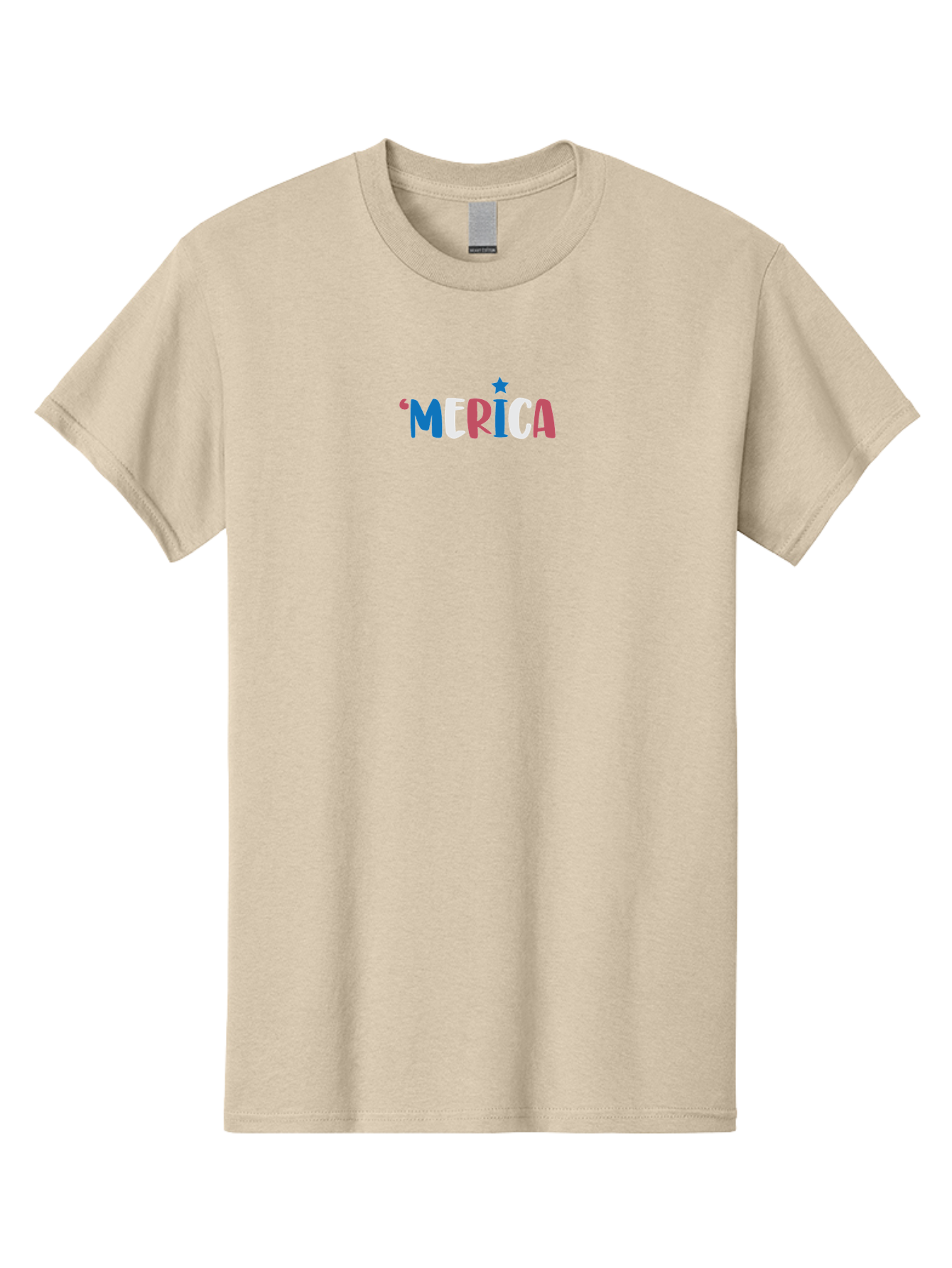Merica Men'S Graphic Tee, 100% Cotton, Comfortable Casual Summer Wear, Machine Washable, Patriotic Design, 'Merica Text, Red White And Blue, American Flag Colors, Star Symbol, Bold Typography, Festive Atmosphere, Independence Day, Aad001 27