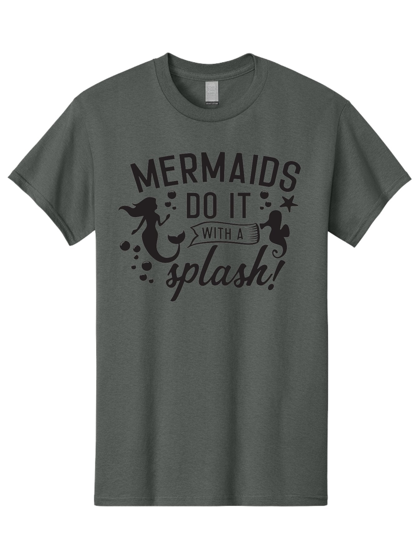Mermaids-Do-It-With-A-Splash Men'S Graphic Tee, 100% Cotton, Comfortable Casual Summer Wear, Machine Washable, Mermaid Silhouettes, Ocean Creatures, Playful Graphics, Whimsical Design, Underwater Theme, Aquatic Life, Fun Phrases, Aad002 14