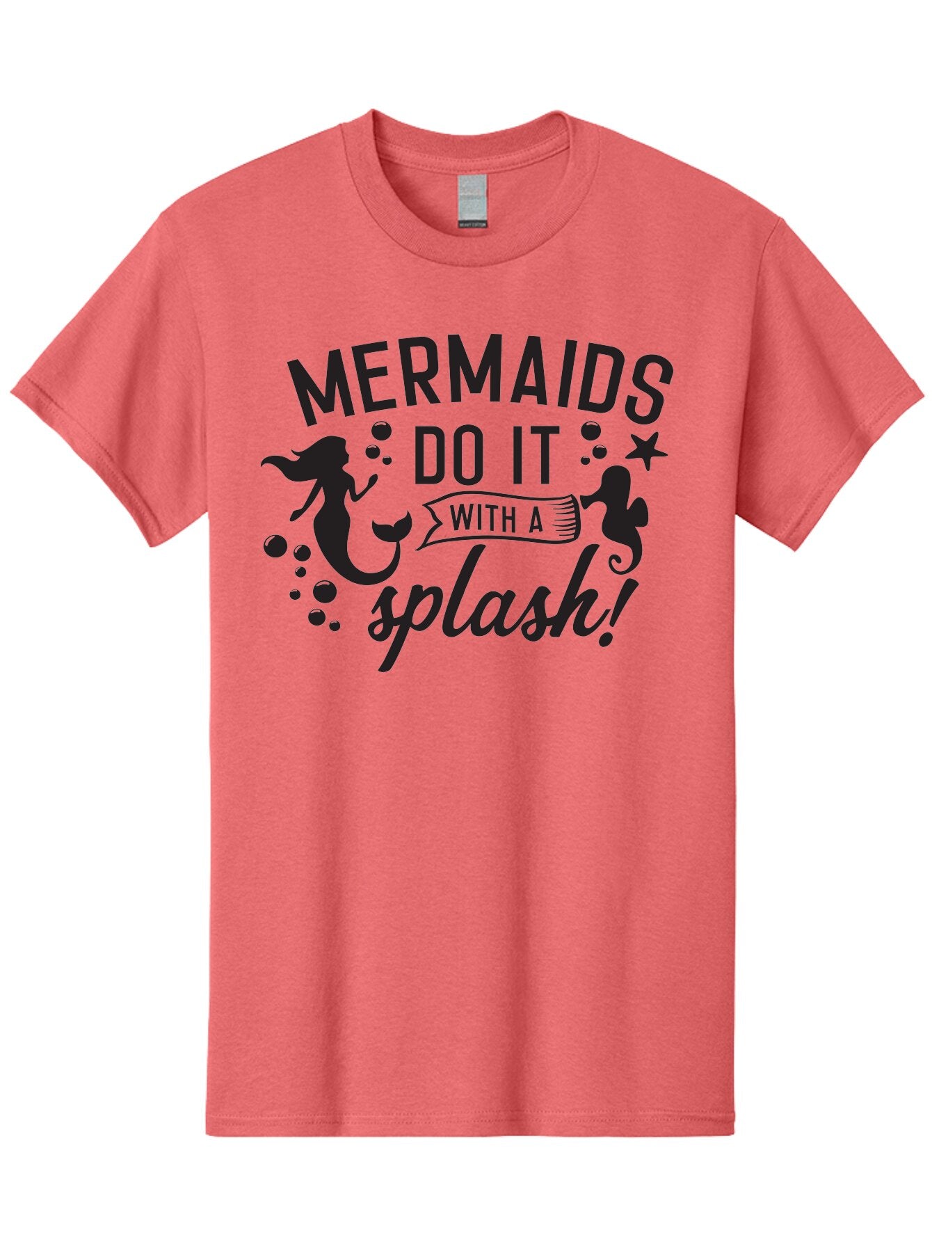 Mermaids-Do-It-With-A-Splash Men'S Graphic Tee, 100% Cotton, Comfortable Casual Summer Wear, Machine Washable, Mermaid Silhouettes, Ocean Creatures, Playful Graphics, Whimsical Design, Underwater Theme, Aquatic Life, Fun Phrases, Aad002 10