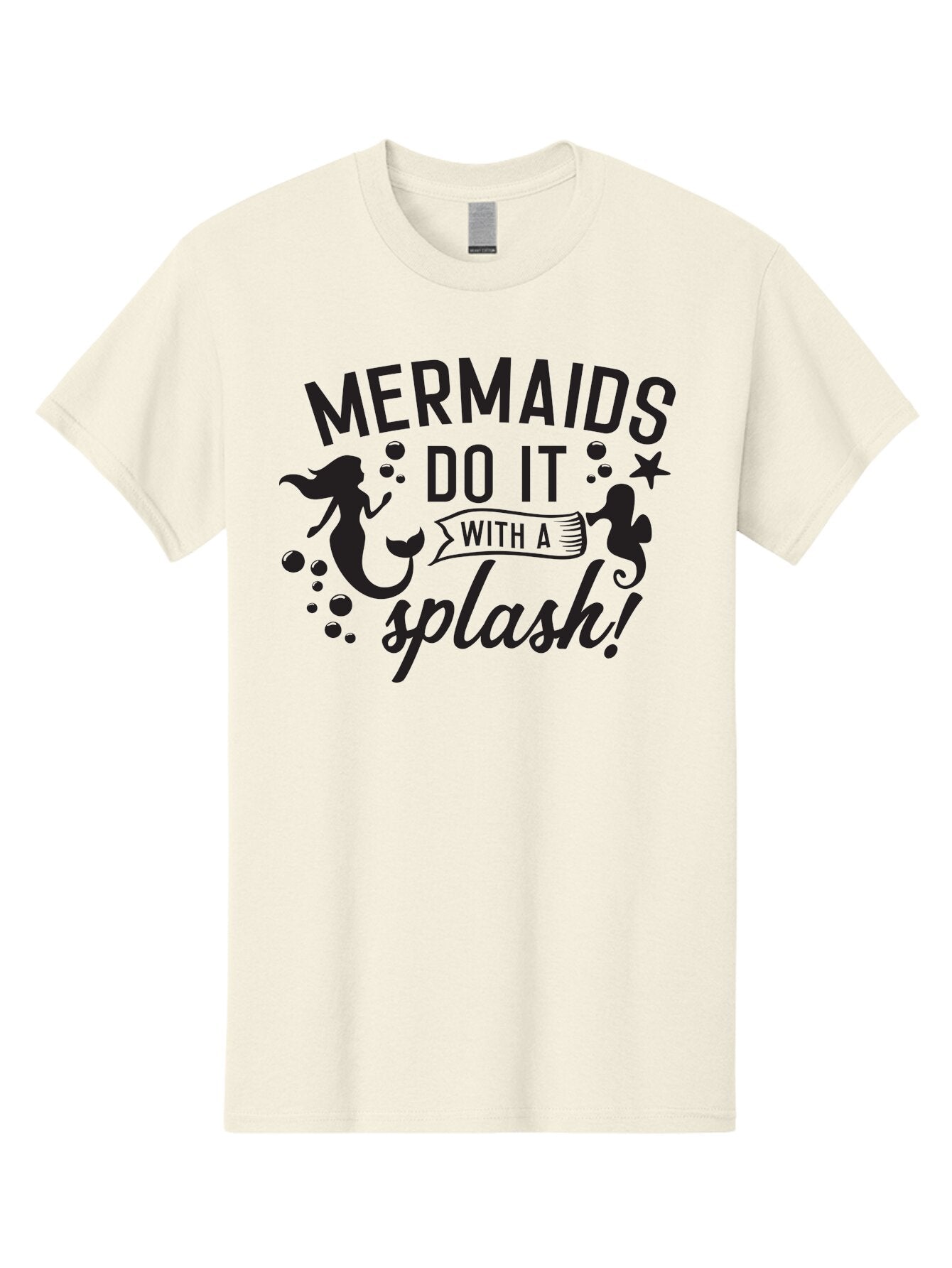 Mermaids-Do-It-With-A-Splash Men'S Graphic Tee, 100% Cotton, Comfortable Casual Summer Wear, Machine Washable, Mermaid Silhouettes, Ocean Creatures, Playful Graphics, Whimsical Design, Underwater Theme, Aquatic Life, Fun Phrases, Aad002 4
