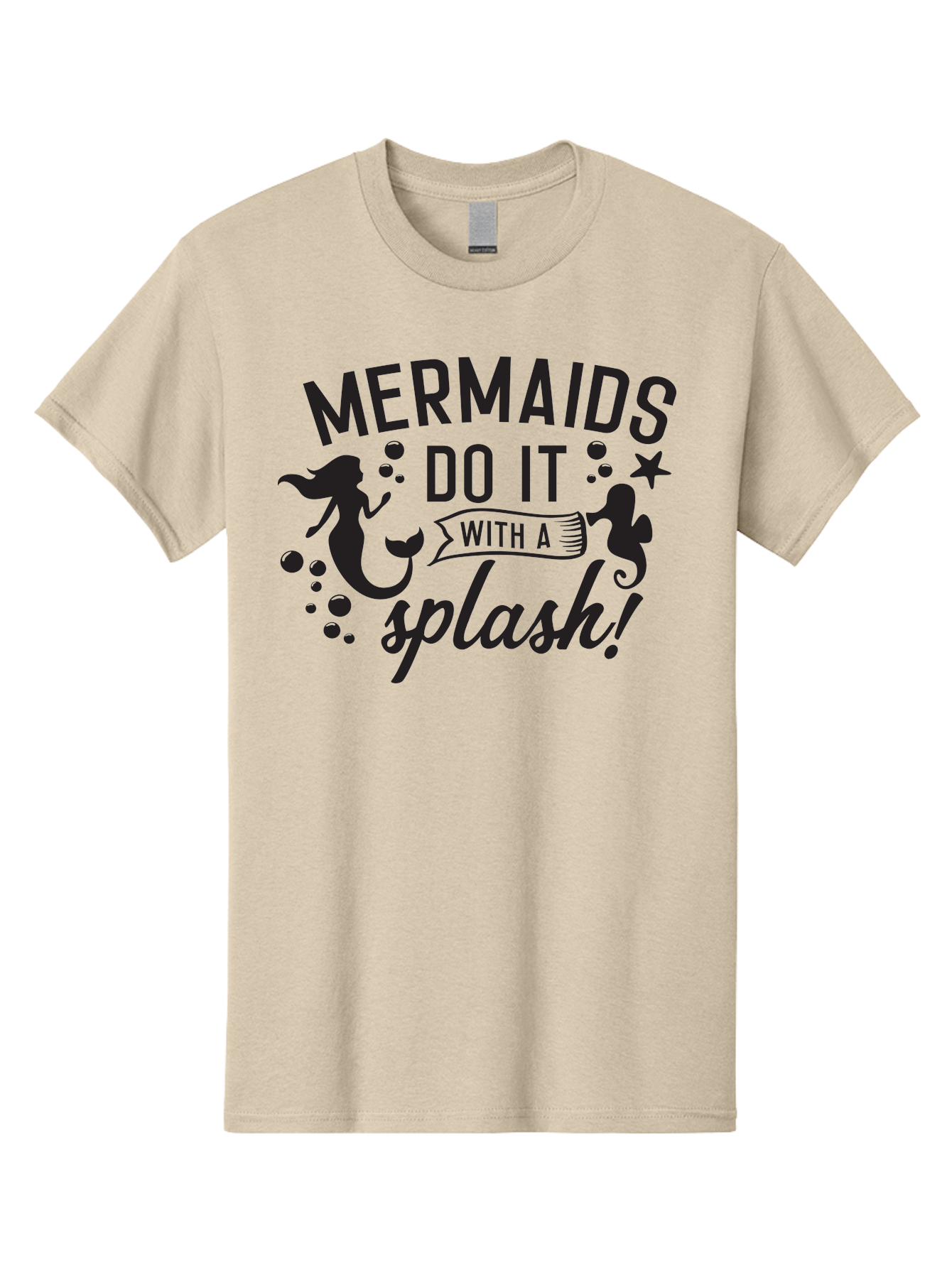 Mermaids-Do-It-With-A-Splash Men'S Graphic Tee, 100% Cotton, Comfortable Casual Summer Wear, Machine Washable, Mermaid Silhouettes, Ocean Creatures, Playful Graphics, Whimsical Design, Underwater Theme, Aquatic Life, Fun Phrases, Aad002 21