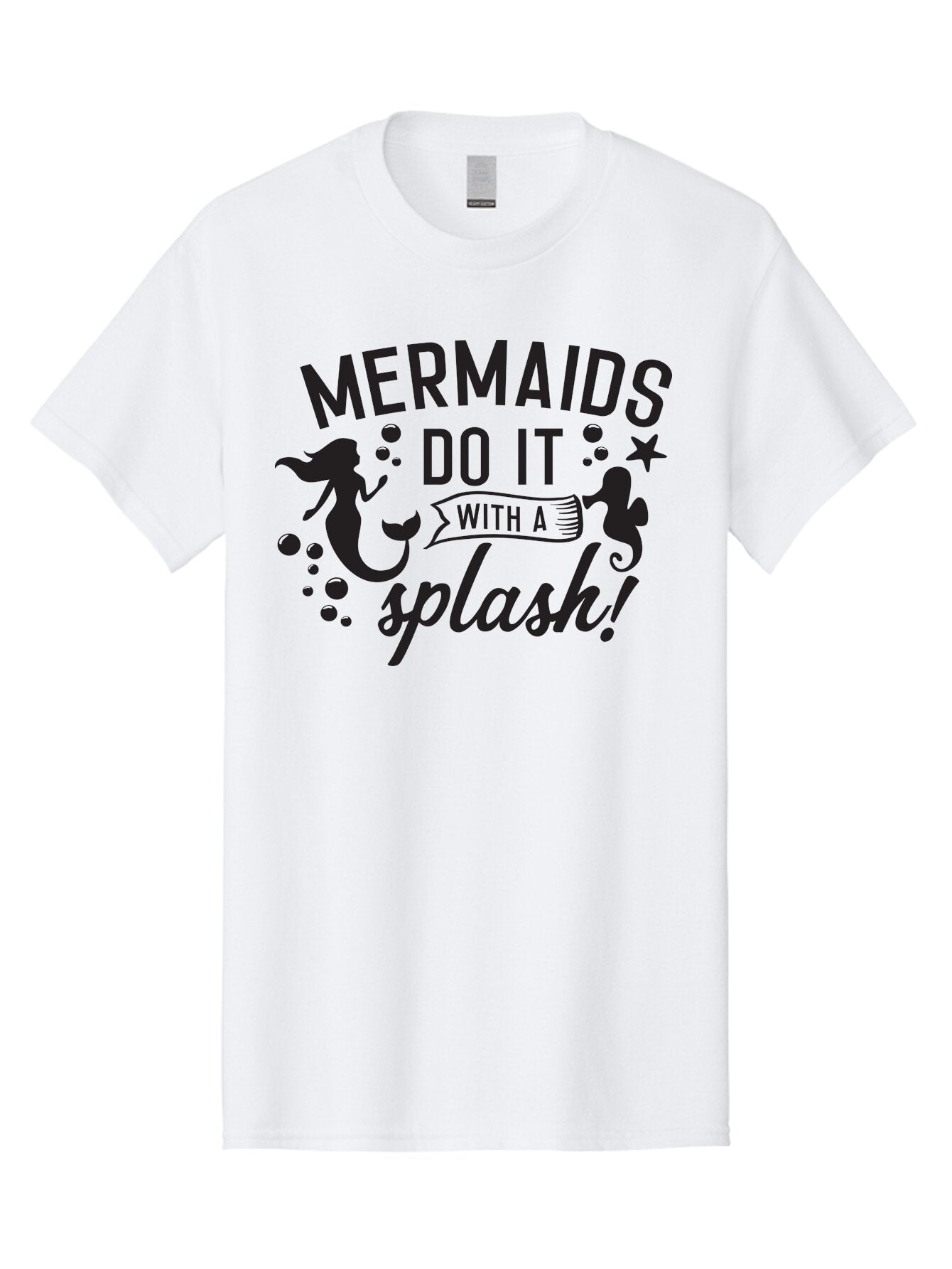 Mermaids-Do-It-With-A-Splash Men'S Graphic Tee, 100% Cotton, Comfortable Casual Summer Wear, Machine Washable, Mermaid Silhouettes, Ocean Creatures, Playful Graphics, Whimsical Design, Underwater Theme, Aquatic Life, Fun Phrases, Aad002 5
