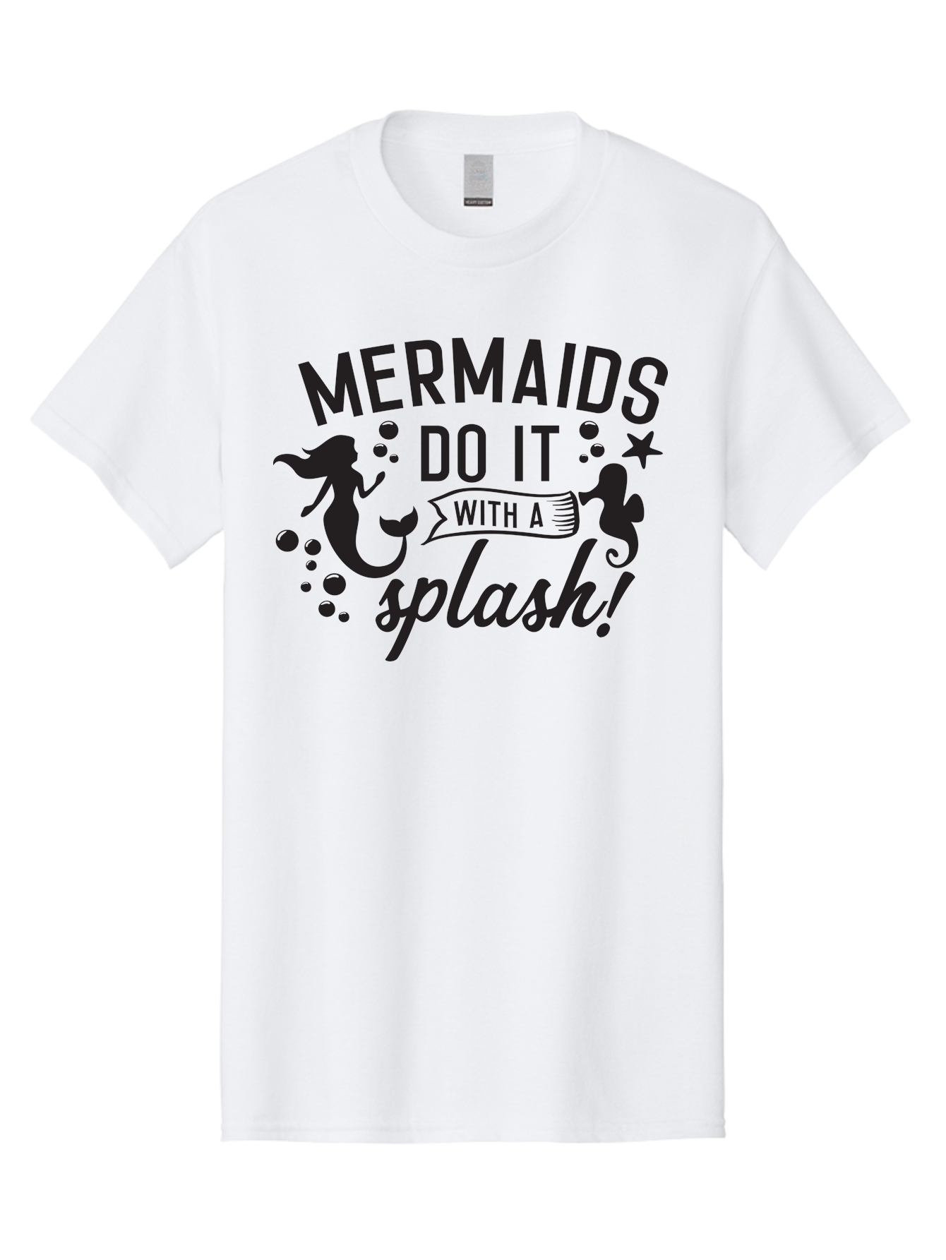 Mermaids-Do-It-With-A-Splash Men'S Graphic Tee, 100% Cotton, Comfortable Casual Summer Wear, Machine Washable, Mermaid Silhouettes, Ocean Creatures, Playful Graphics, Whimsical Design, Underwater Theme, Aquatic Life, Fun Phrases, Aad002 15