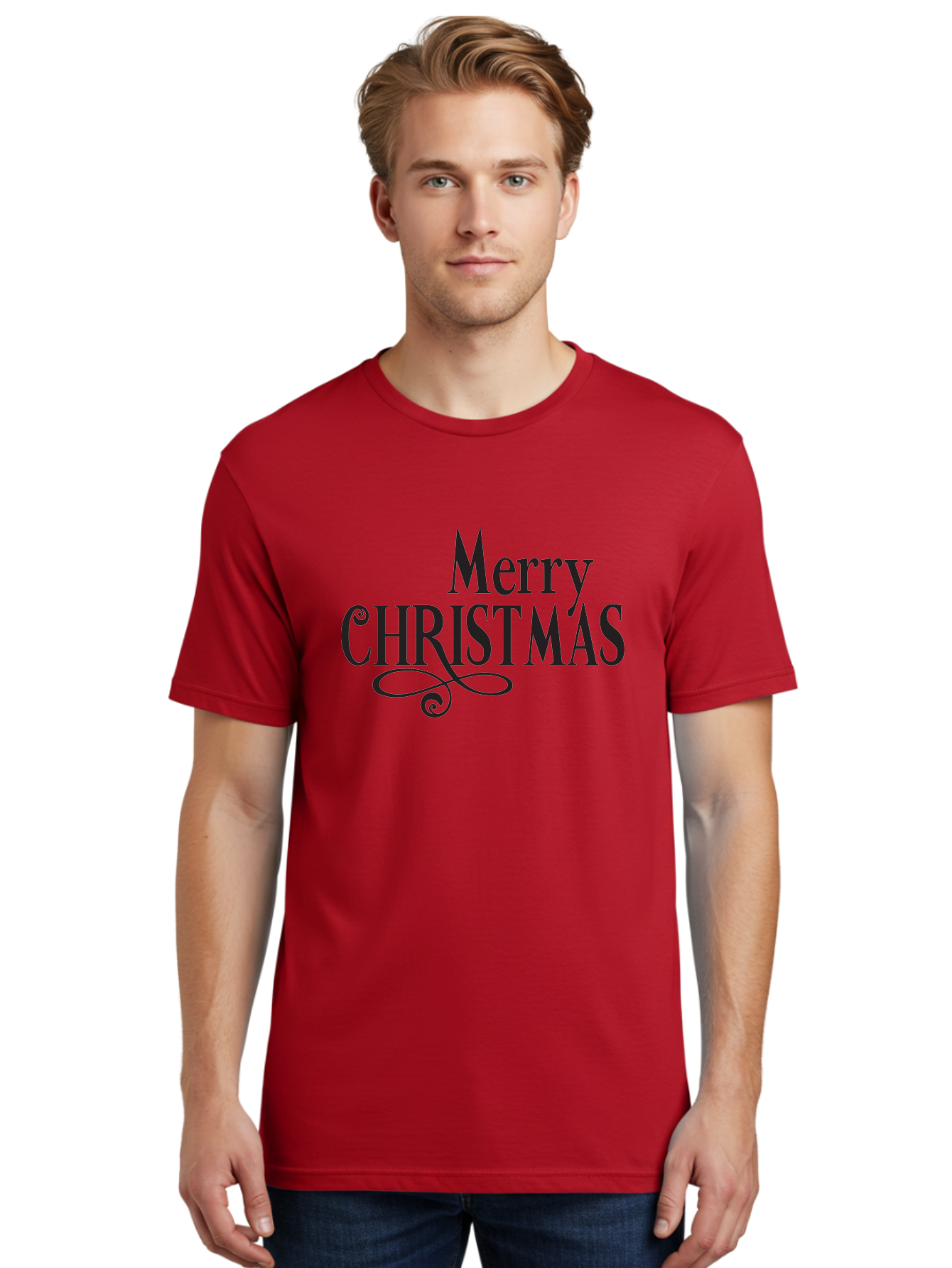 Merry-Christmas-1 Men'S Graphic Tee, 100% Cotton, Comfortable Casual Summer Wear, Machine Washable, Happy Holidays, Festive Greeting, Christmas Wishes, Holiday Season, Merry Christmas Message, Joyful Christmas, Christmas Card, Black Text Aad003 10