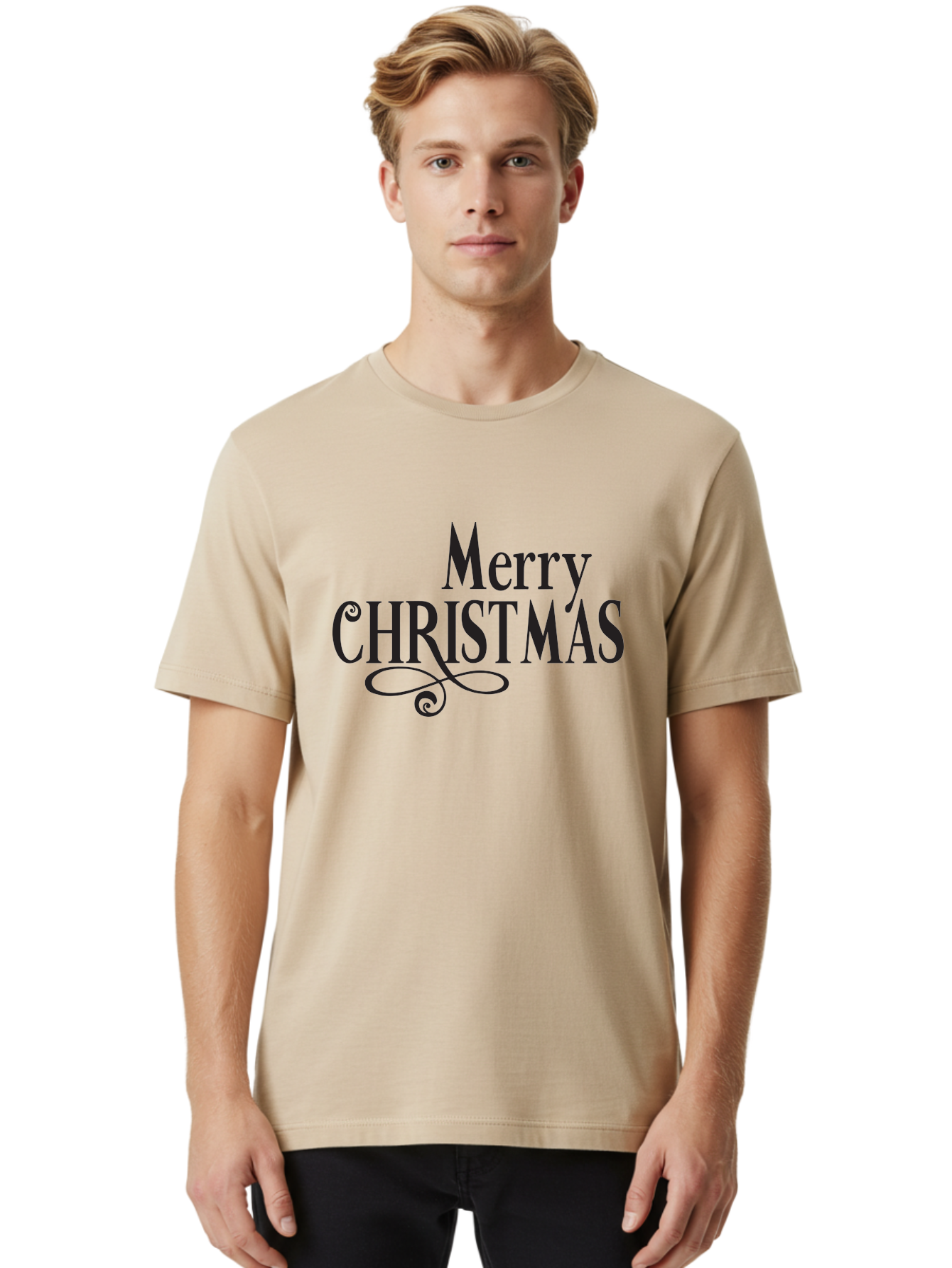 Merry-Christmas-1 Men'S Graphic Tee, 100% Cotton, Comfortable Casual Summer Wear, Machine Washable, Happy Holidays, Festive Greeting, Christmas Wishes, Holiday Season, Merry Christmas Message, Joyful Christmas, Christmas Card, Black Text Aad003 14