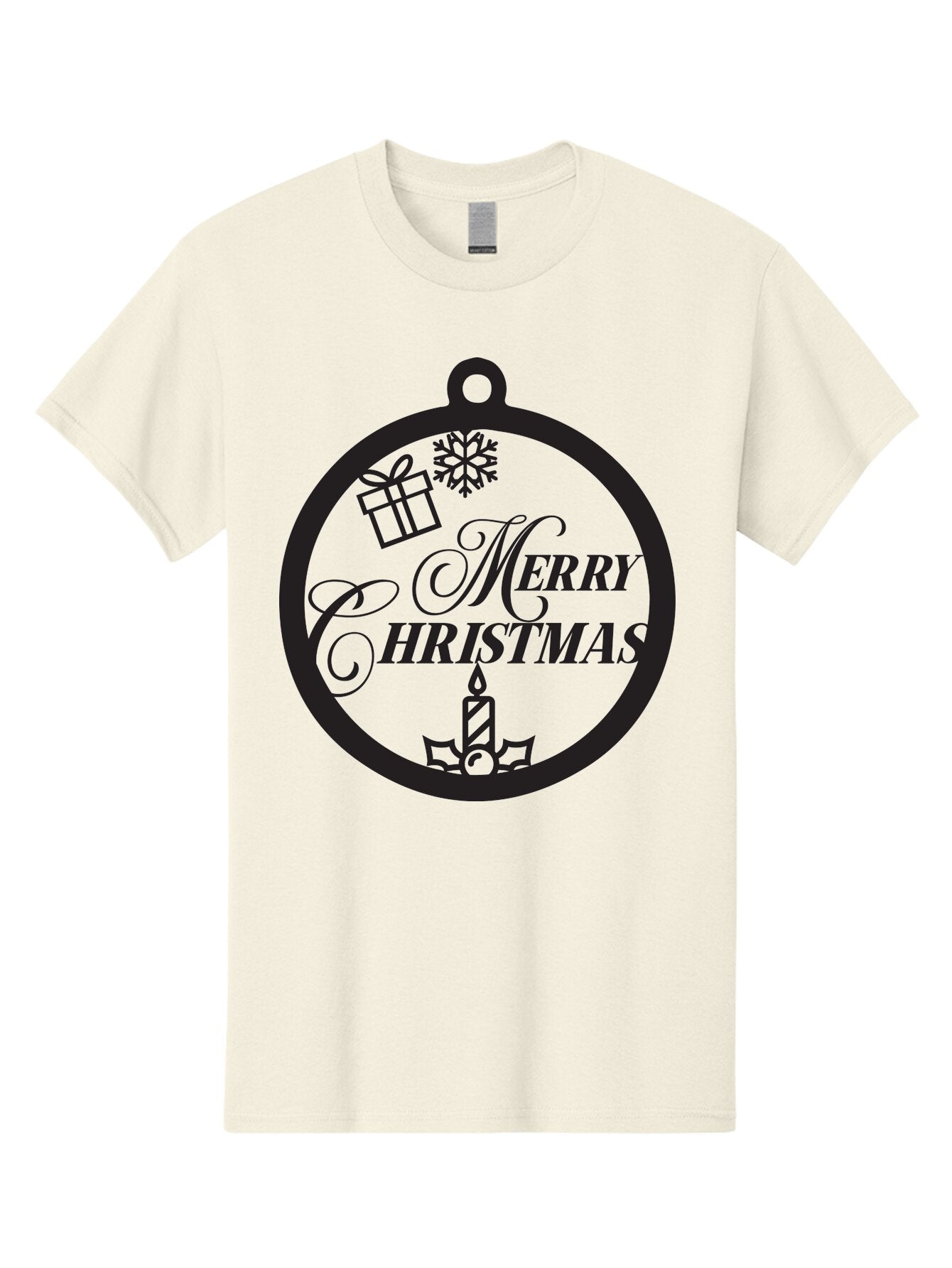 Merry-Christmas Men'S Graphic Tee, 100% Cotton, Comfortable Casual Summer Wear, Machine Washable, Christmas Ornament, Festive Decorations, Holiday Cheer, Merry Christmas Message, Gift Giving, Candlelight, Snowflake, Christmas Gifts, Aad004