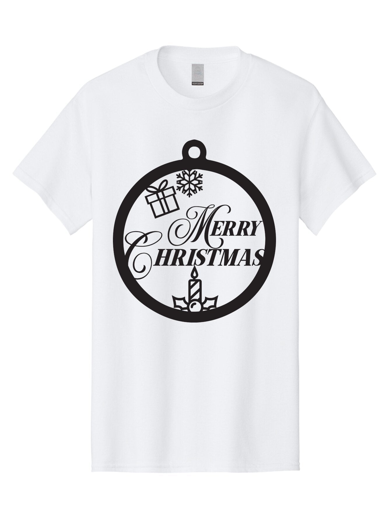 Merry-Christmas Men'S Graphic Tee, 100% Cotton, Comfortable Casual Summer Wear, Machine Washable, Christmas Ornament, Festive Decorations, Holiday Cheer, Merry Christmas Message, Gift Giving, Candlelight, Snowflake, Christmas Gifts, Aad004 8
