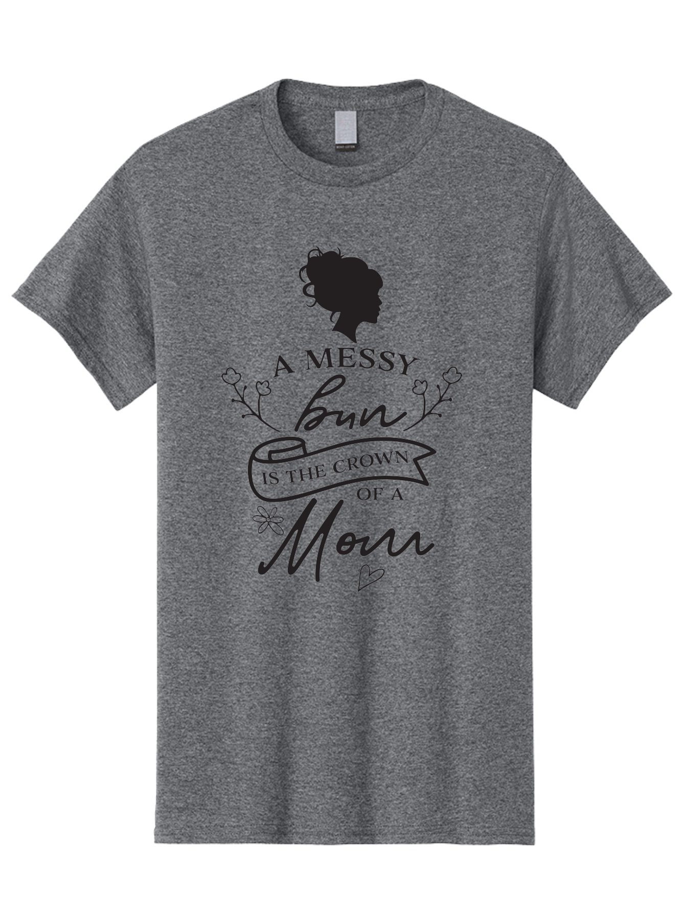 Messy-Bun Men'S Graphic Tee, 100% Cotton, Comfortable Casual Summer Wear, Machine Washable, Messy Bun Hairstyle, Mom Life, Motherhood, Cute Quote, Floral Design, Feminine Charm, Motherly Love, Hair Bun, Inspirational Quote Aad006 3