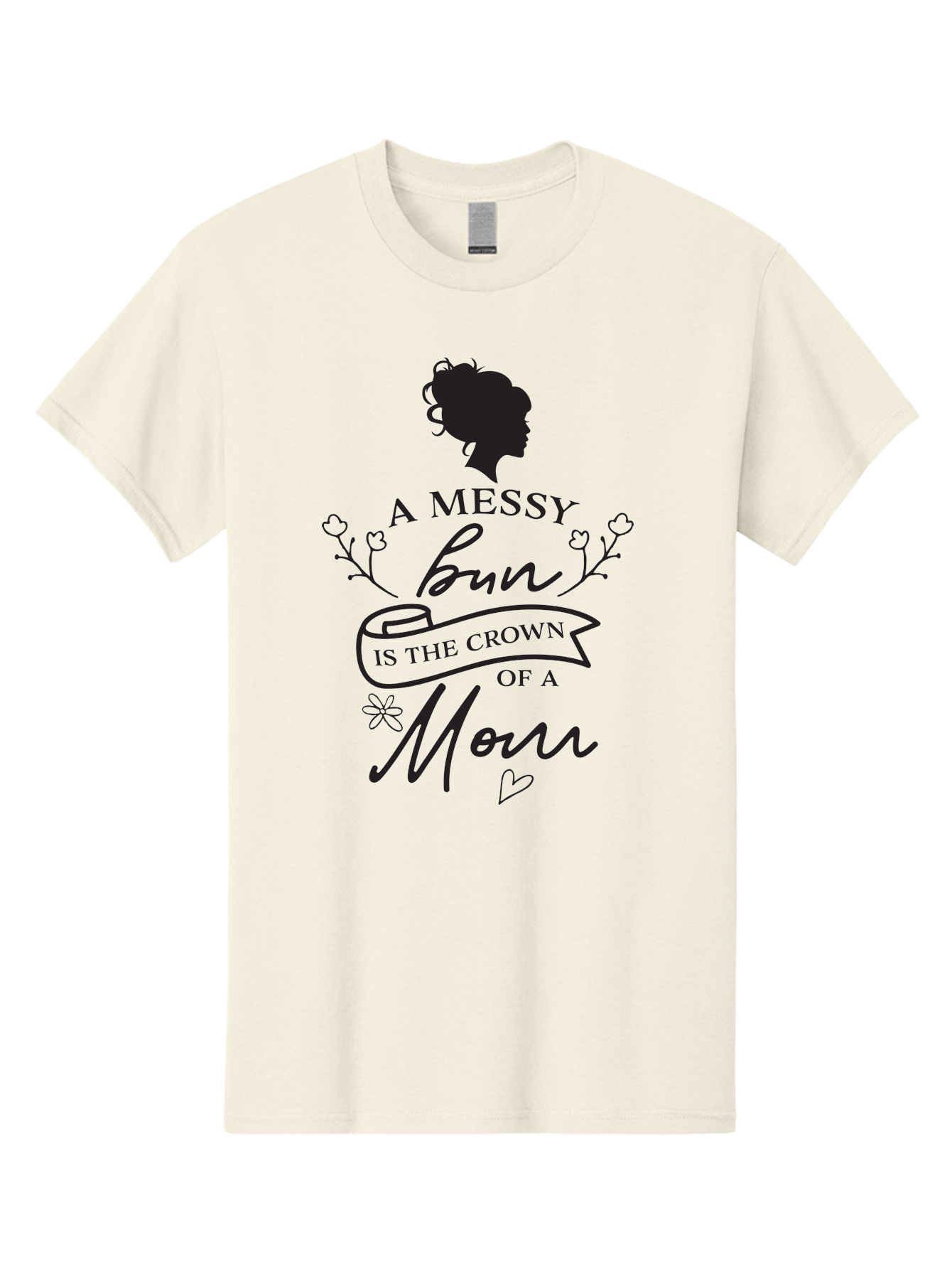 Messy-Bun Men'S Graphic Tee, 100% Cotton, Comfortable Casual Summer Wear, Machine Washable, Messy Bun Hairstyle, Mom Life, Motherhood, Cute Quote, Floral Design, Feminine Charm, Motherly Love, Hair Bun, Inspirational Quote Aad006 19
