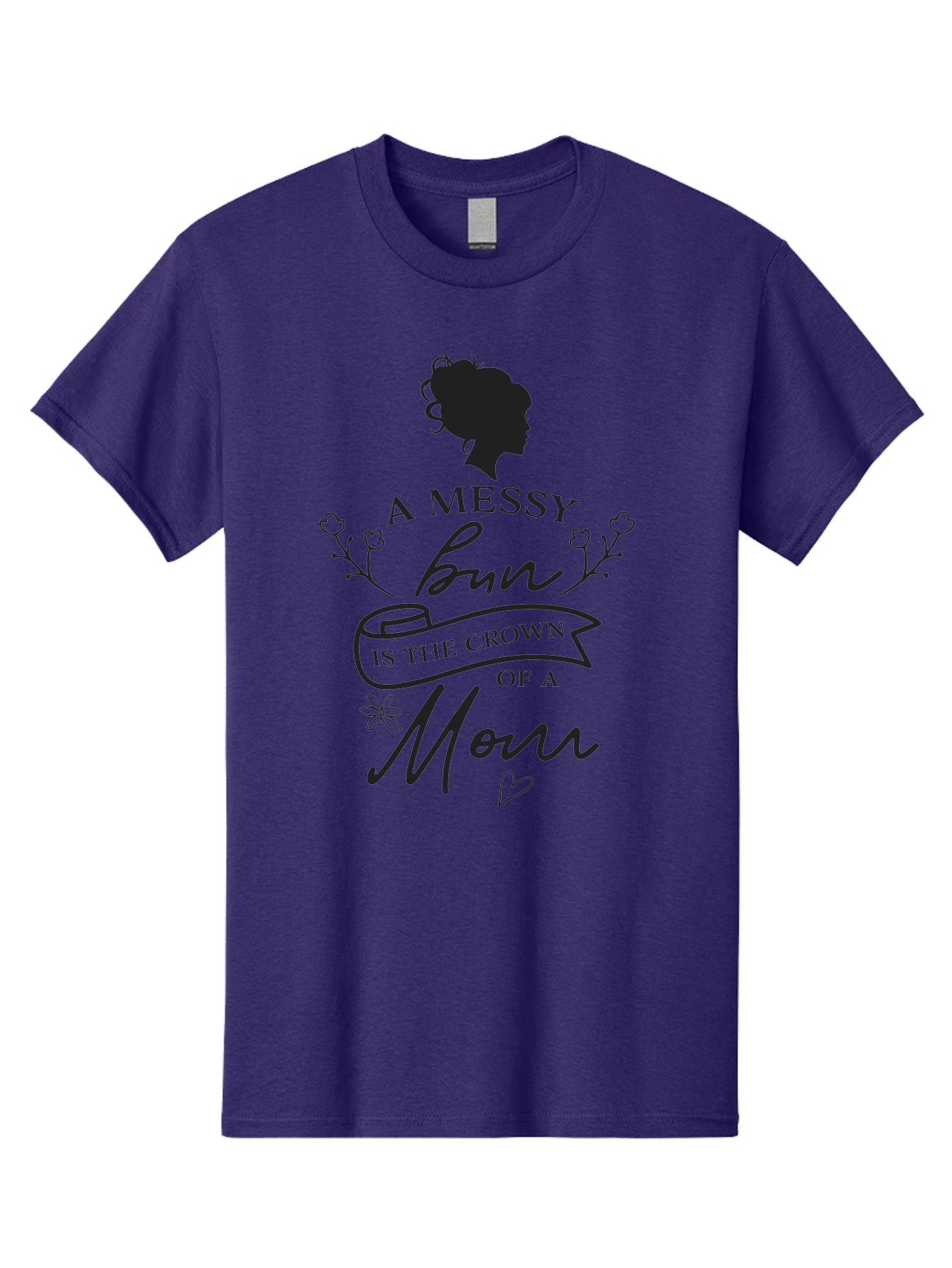 Messy-Bun Men'S Graphic Tee, 100% Cotton, Comfortable Casual Summer Wear, Machine Washable, Messy Bun Hairstyle, Mom Life, Motherhood, Cute Quote, Floral Design, Feminine Charm, Motherly Love, Hair Bun, Inspirational Quote Aad006