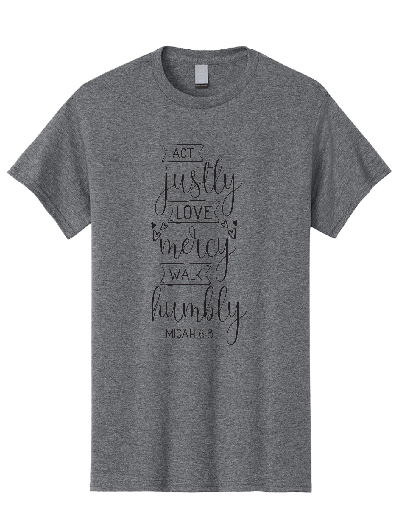 Micah-6-8 Men'S Graphic Tee, 100% Cotton, Comfortable Casual Summer Wear, Machine Washable, Inspirational Quote, Biblical Verse, Micah 6:8, Act Justly, Love Mercy, Walk Humbly, Motivational Words, Heartwarming Message, Kindness, Compassion, Aad007 12