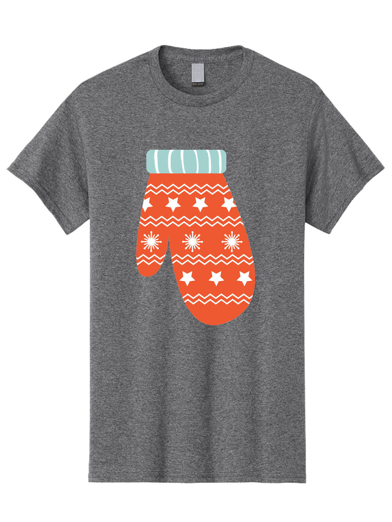 Mitten Men'S Graphic Tee, 100% Cotton, Comfortable Casual Summer Wear, Machine Washable, Red Christmas Mitten, White Snowflakes, White Stars, Zigzag Pattern, Winter Clothing, Holiday Accessories, Festive Design, Cold Weather Gear, Aad009 29