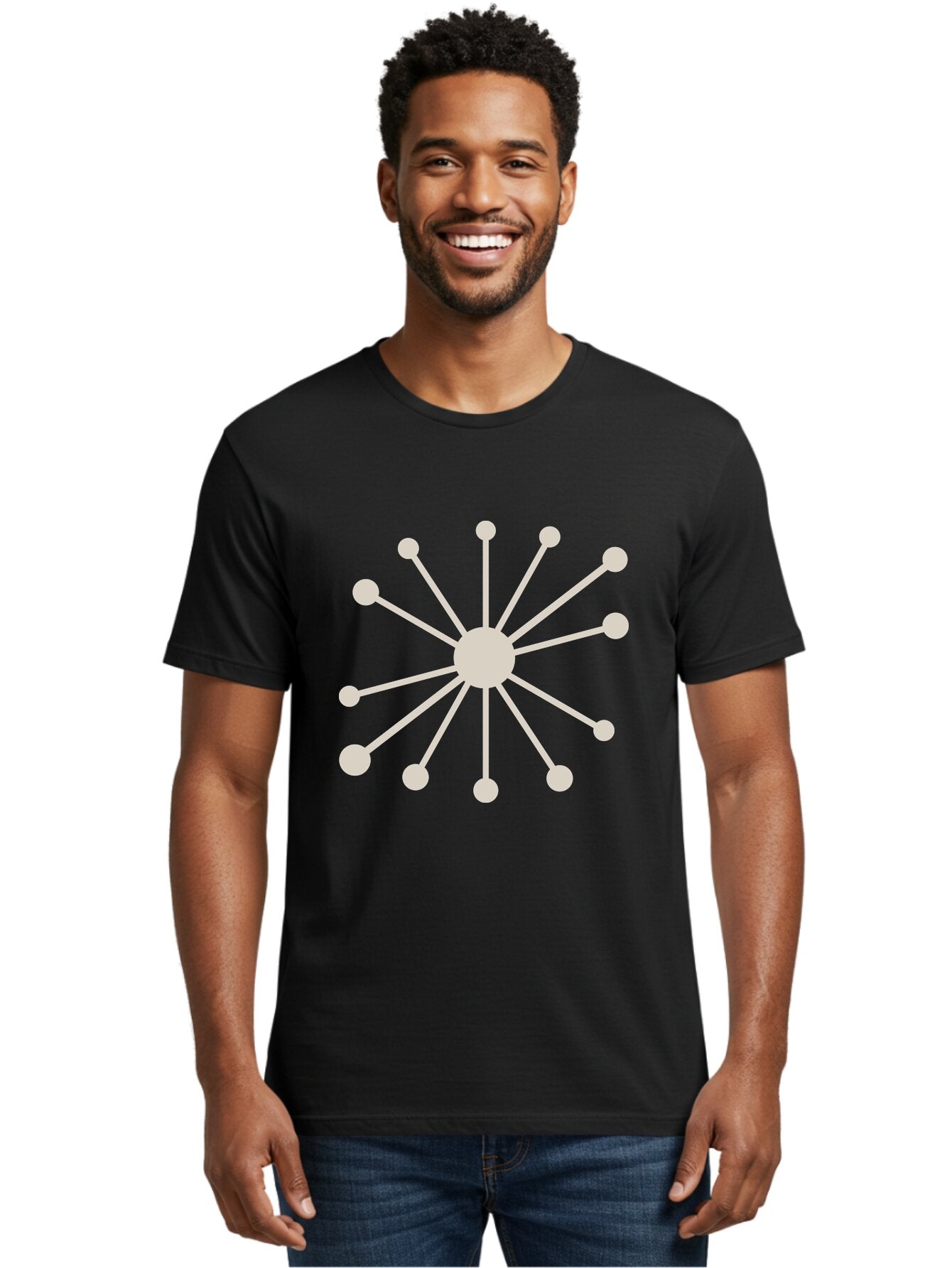 Molecular-Structure Men'S Graphic Tee, 100% Cotton, Comfortable Casual Summer Wear, Machine Washable, Network Diagram, Interconnected Nodes, Web Design, Digital Connections, Futuristic Tech, Abstract Art, Modern Graphic, Minimalist Style Aad010 26