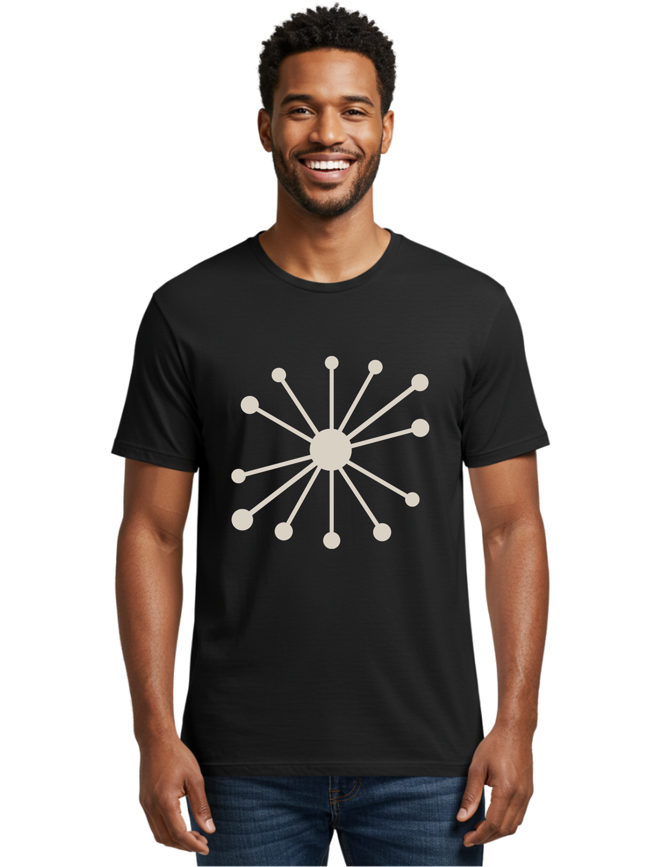 Molecular-Structure Men'S Graphic Tee, 100% Cotton, Comfortable Casual Summer Wear, Machine Washable, Network Diagram, Interconnected Nodes, Web Design, Digital Connections, Futuristic Tech, Abstract Art, Modern Graphic, Minimalist Style Aad010 10