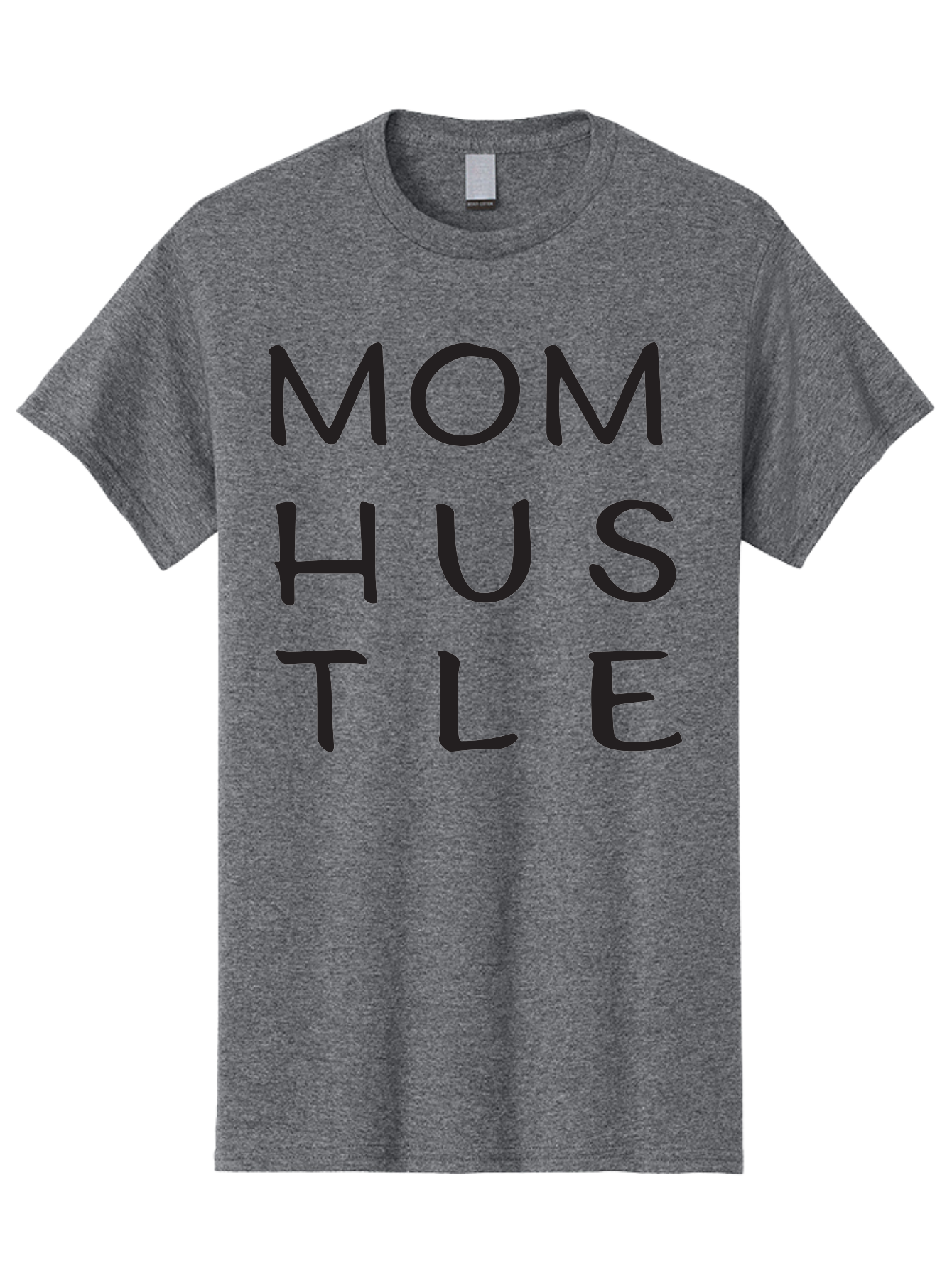 Mom-Hustle Men'S Graphic Tee, 100% Cotton, Comfortable Casual Summer Wear, Machine Washable, Motivational Quote, Mom Hustle, Handwritten Text, Black Font, Inspirational Phrase, Empowerment Message, Handwritten Style Aad011 25
