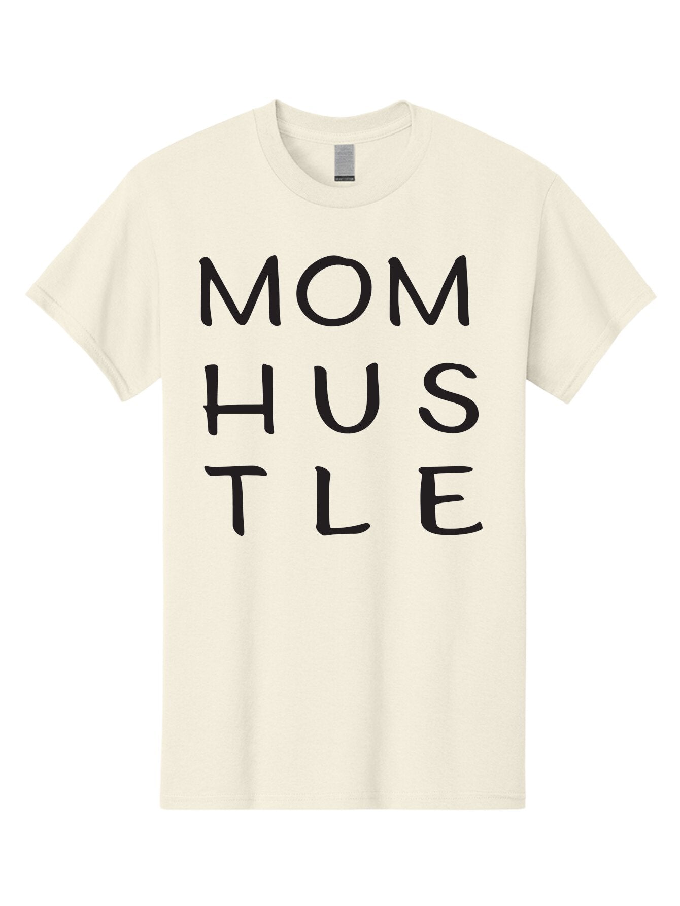 Mom-Hustle Men'S Graphic Tee, 100% Cotton, Comfortable Casual Summer Wear, Machine Washable, Motivational Quote, Mom Hustle, Handwritten Text, Black Font, Inspirational Phrase, Empowerment Message, Handwritten Style Aad011 11