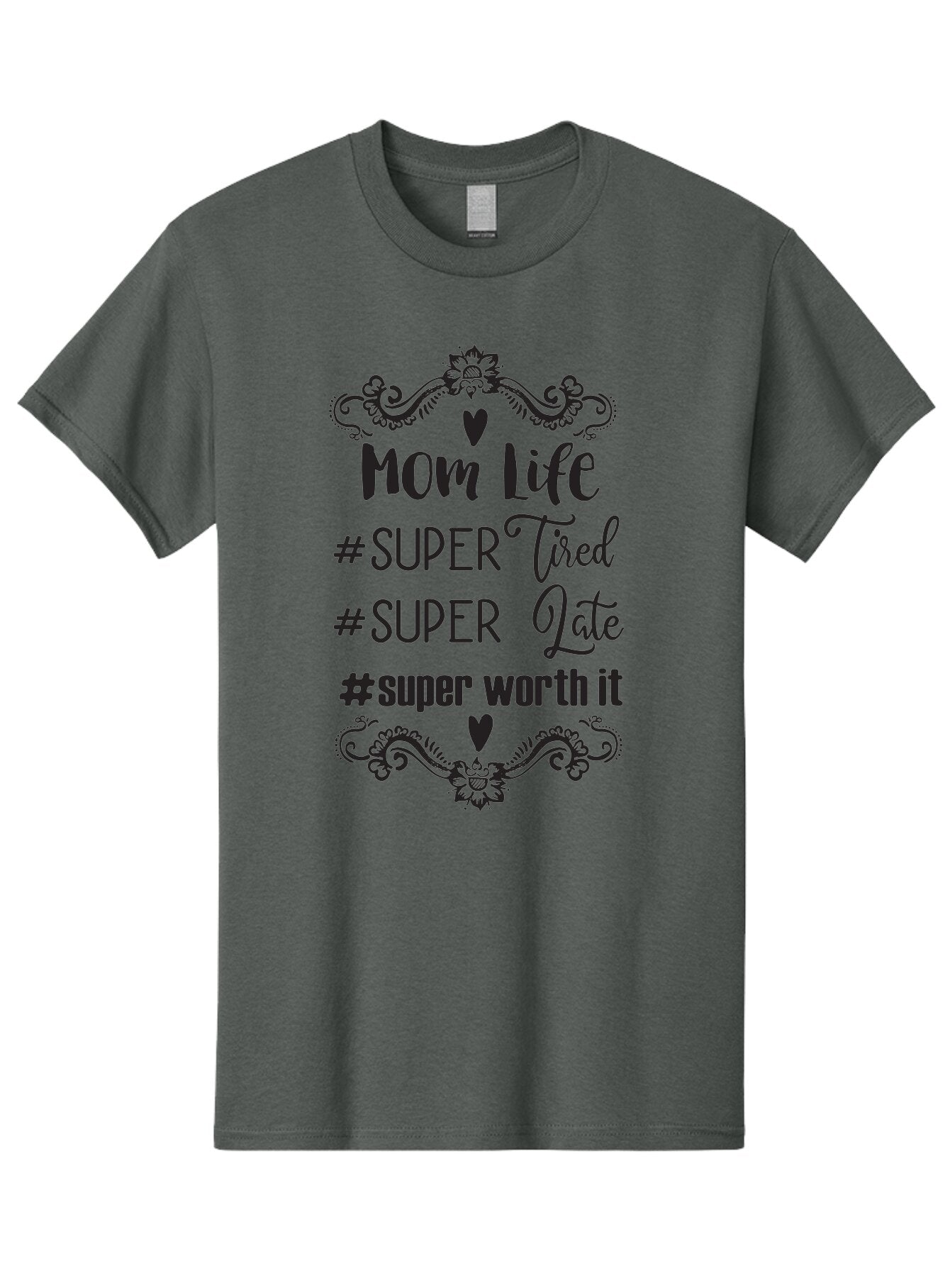 Mom-Life Men'S Graphic Tee, 100% Cotton, Comfortable Casual Summer Wear, Machine Washable, Mom Life, Motherhood, Parenting, Parenting Quote, Super Tired, Super Late, Super Worth It, Motherhood Journey, Mom Quote, Parenting Life Aad013 7