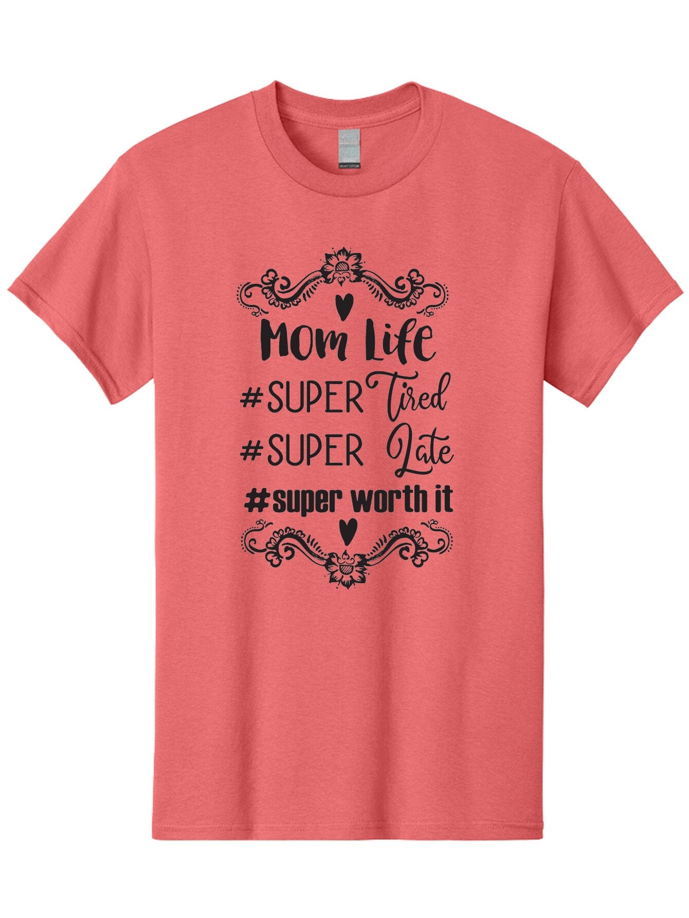 Mom-Life Men'S Graphic Tee, 100% Cotton, Comfortable Casual Summer Wear, Machine Washable, Mom Life, Motherhood, Parenting, Parenting Quote, Super Tired, Super Late, Super Worth It, Motherhood Journey, Mom Quote, Parenting Life Aad013 3