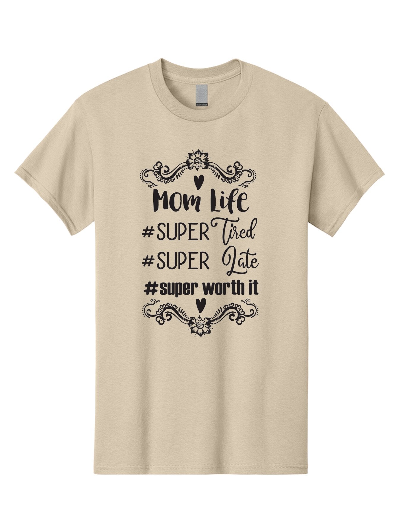 Mom-Life Men'S Graphic Tee, 100% Cotton, Comfortable Casual Summer Wear, Machine Washable, Mom Life, Motherhood, Parenting, Parenting Quote, Super Tired, Super Late, Super Worth It, Motherhood Journey, Mom Quote, Parenting Life Aad013 15