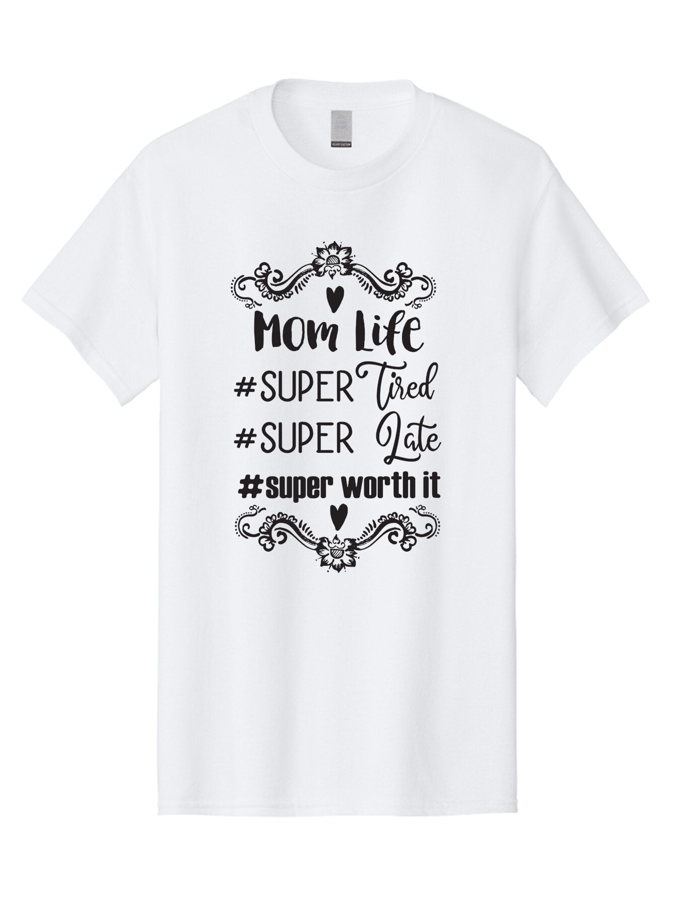 Mom-Life Men'S Graphic Tee, 100% Cotton, Comfortable Casual Summer Wear, Machine Washable, Mom Life, Motherhood, Parenting, Parenting Quote, Super Tired, Super Late, Super Worth It, Motherhood Journey, Mom Quote, Parenting Life Aad013 10